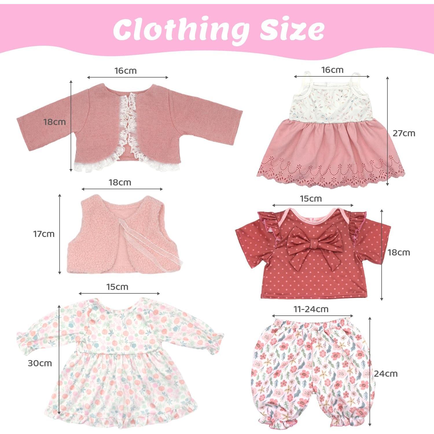 Ropa para Muñecas Reborn 20-22" 18INDC - 3 Conjuntos