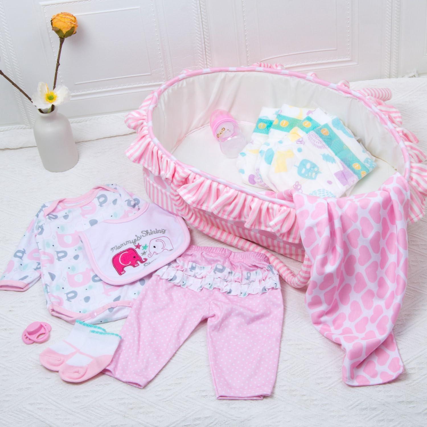 Conjunto 12 Pcs Ropa Muñeca Reborn Pedolltree Elefante Rosa