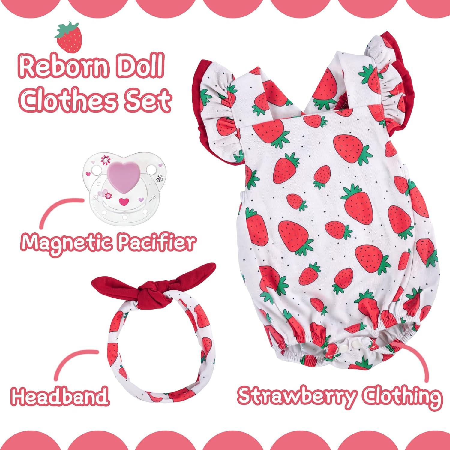 Conjunto Ropa Muñeca Reborn BABESIDE 17-22 Pulgadas Fresas