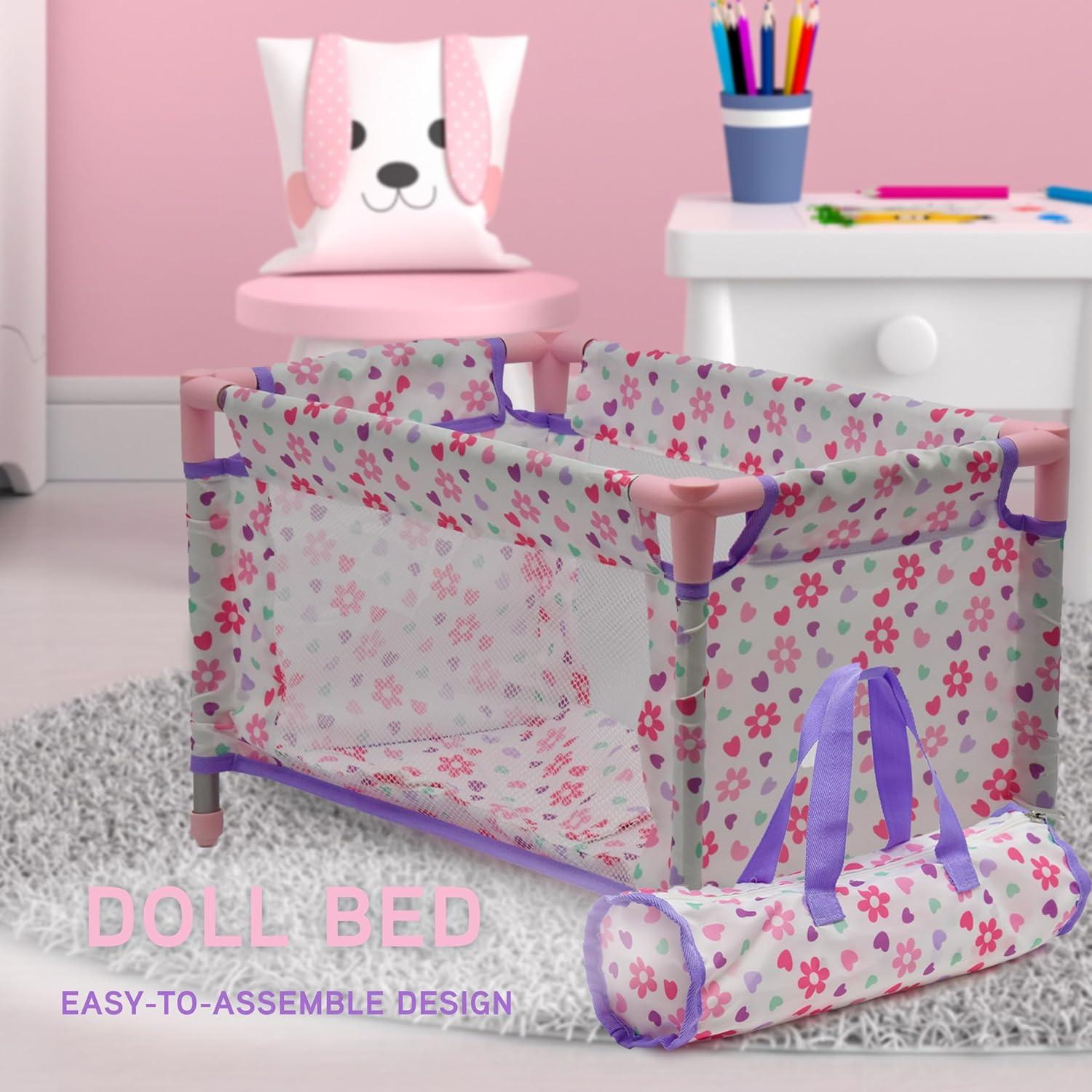 Cochecito de Muñeca 3 en 1 Muñecas para Jugar Púrpura