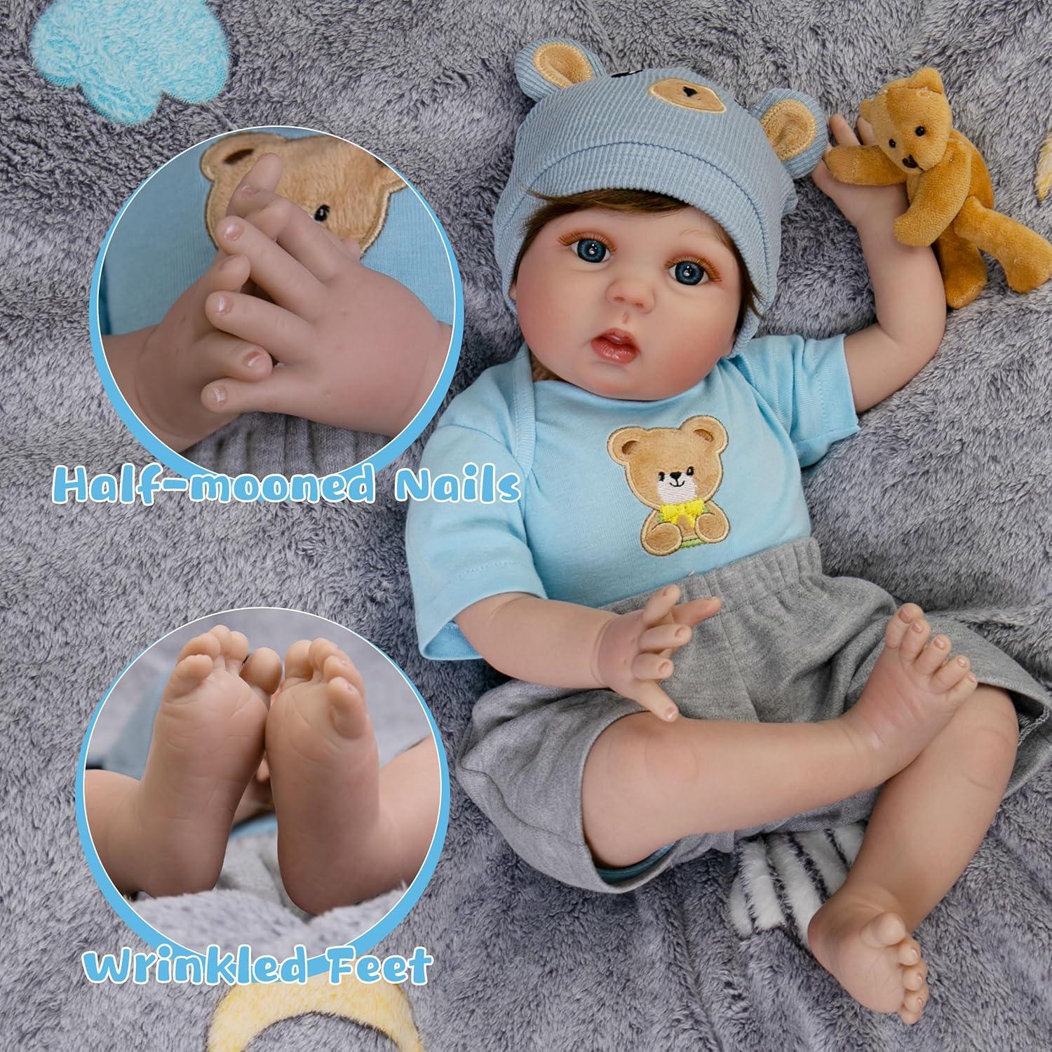 Muñeca Reborn EKOKIZ 55 cm Realista para Niños 3+ Años