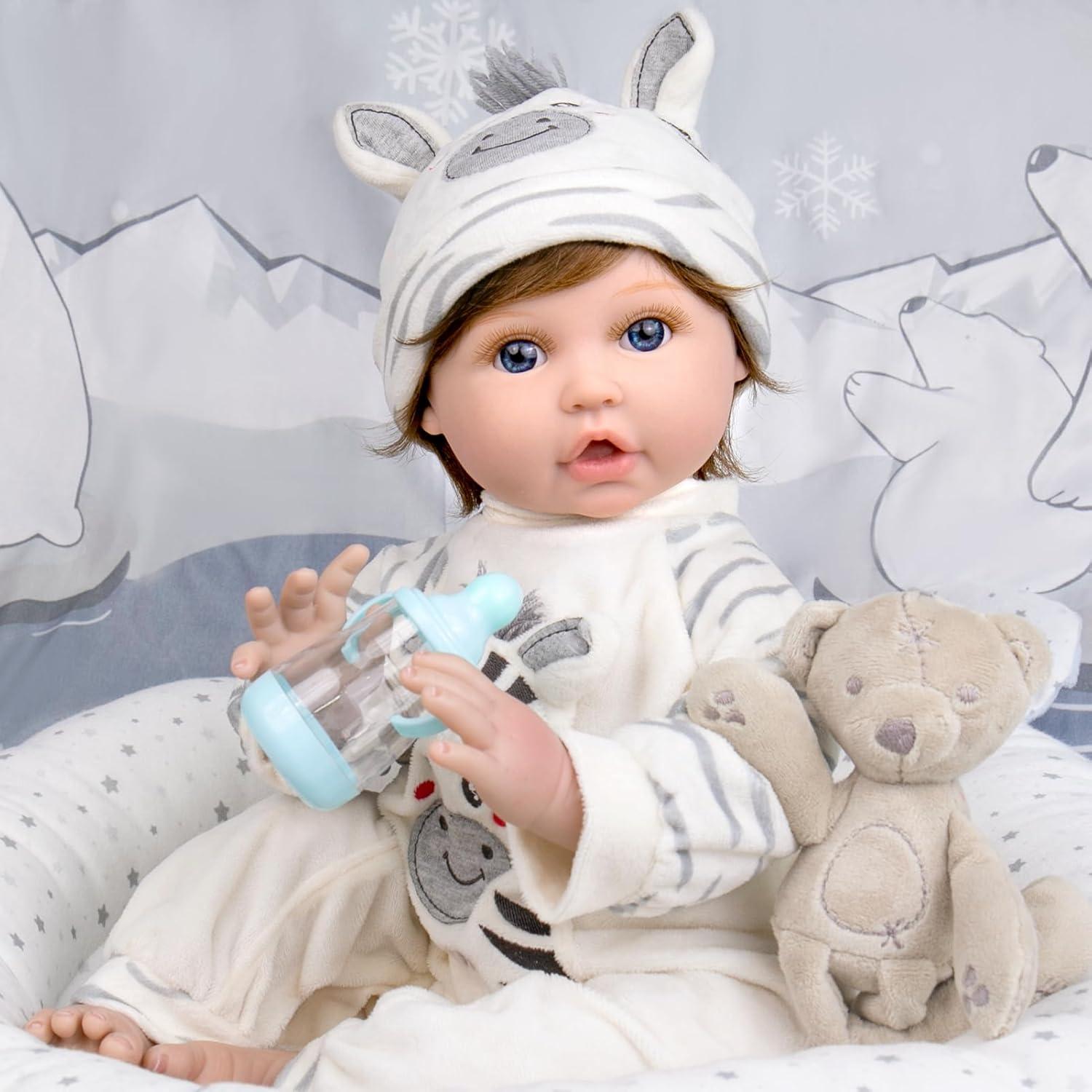 Muñeca Reborn Aori 22" (55.88 cm) Realista con Ropa de Cebra