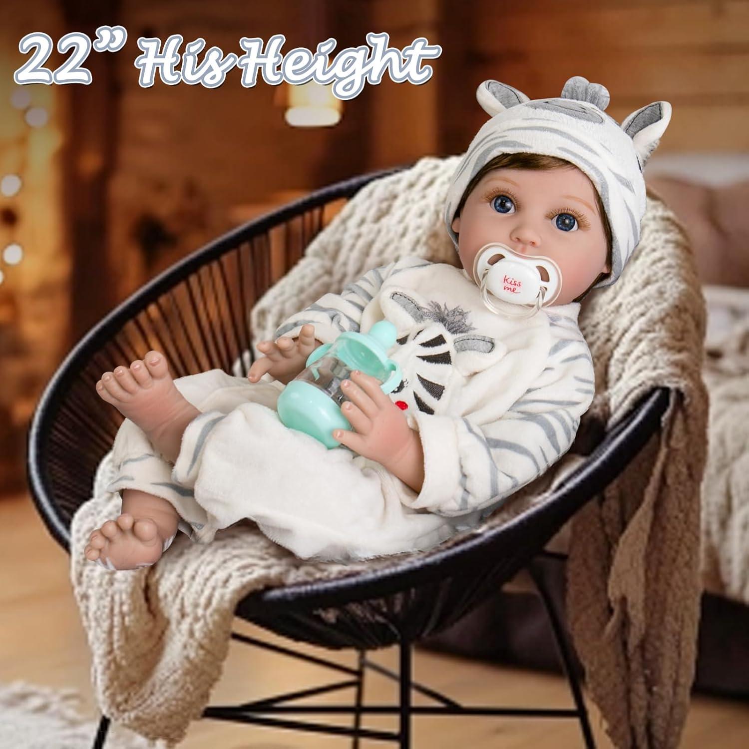 Muñeca Reborn Aori 22" (55.88 cm) Realista con Ropa de Cebra