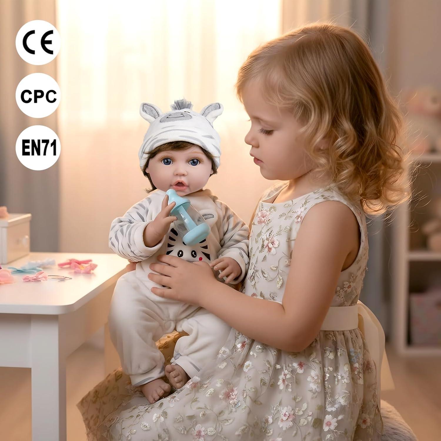 Muñeca Reborn Aori 22" (55.88 cm) Realista con Ropa de Cebra