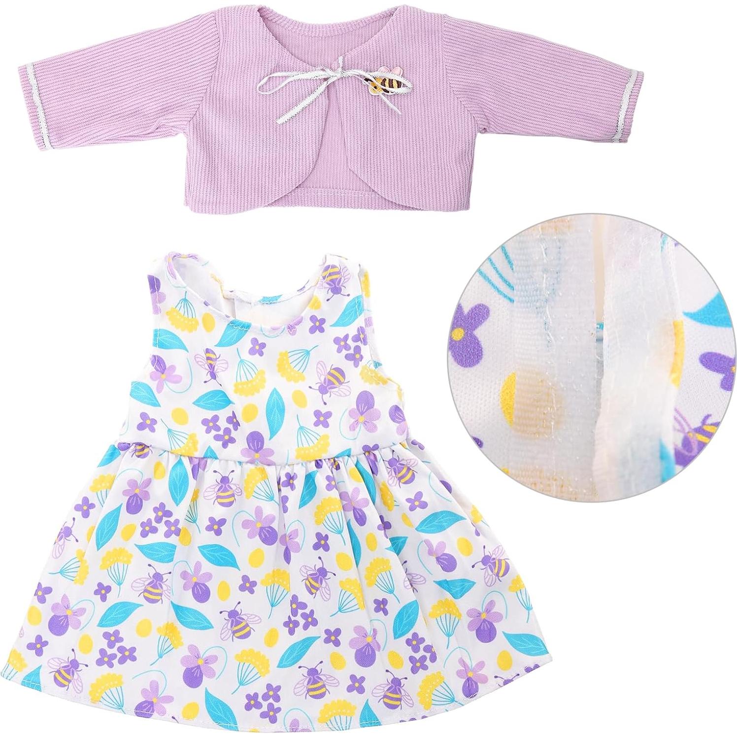 Ropa de muñeca ENOCHT 14-16" Vestido y abrigo morado