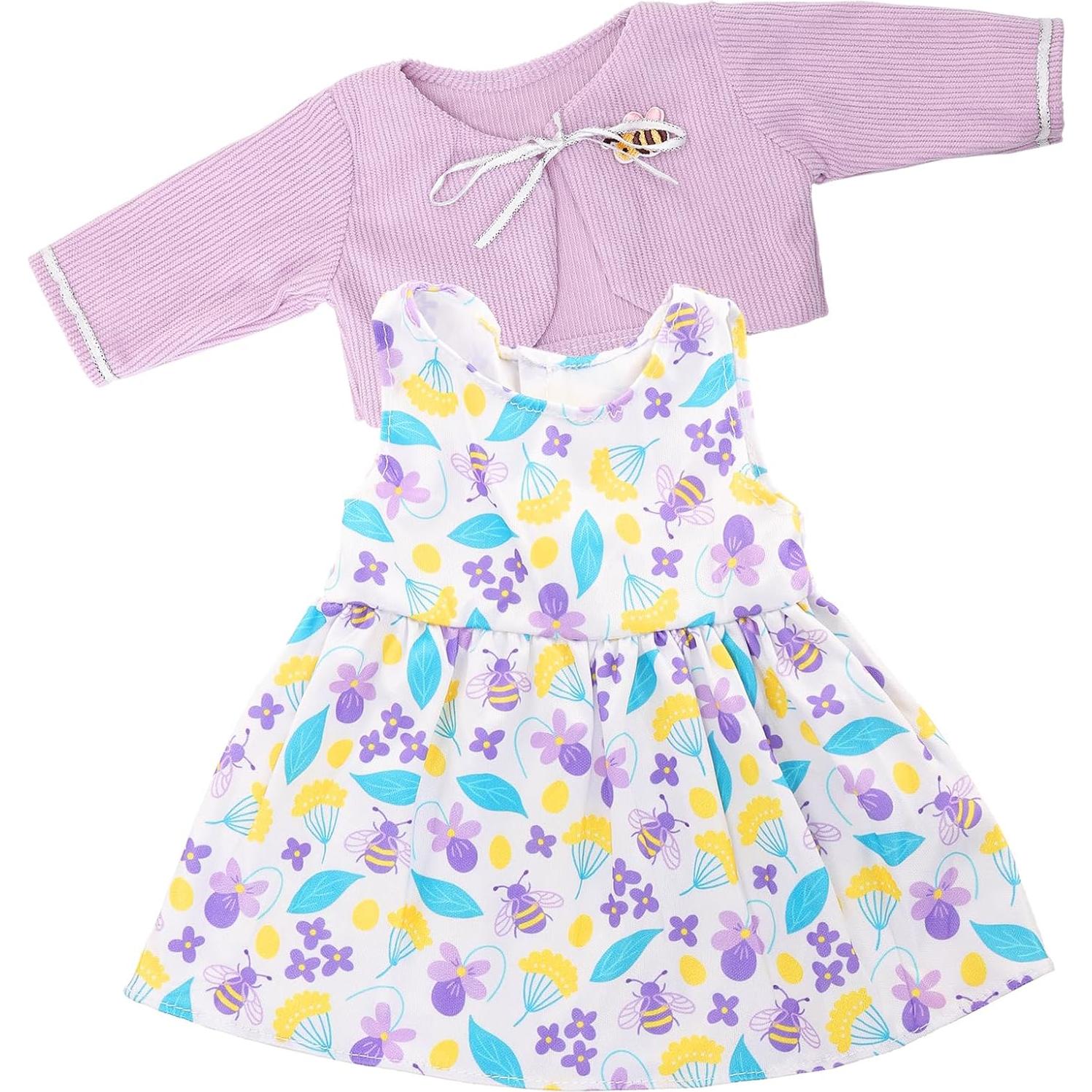 Ropa de muñeca ENOCHT 14-16" Vestido y abrigo morado