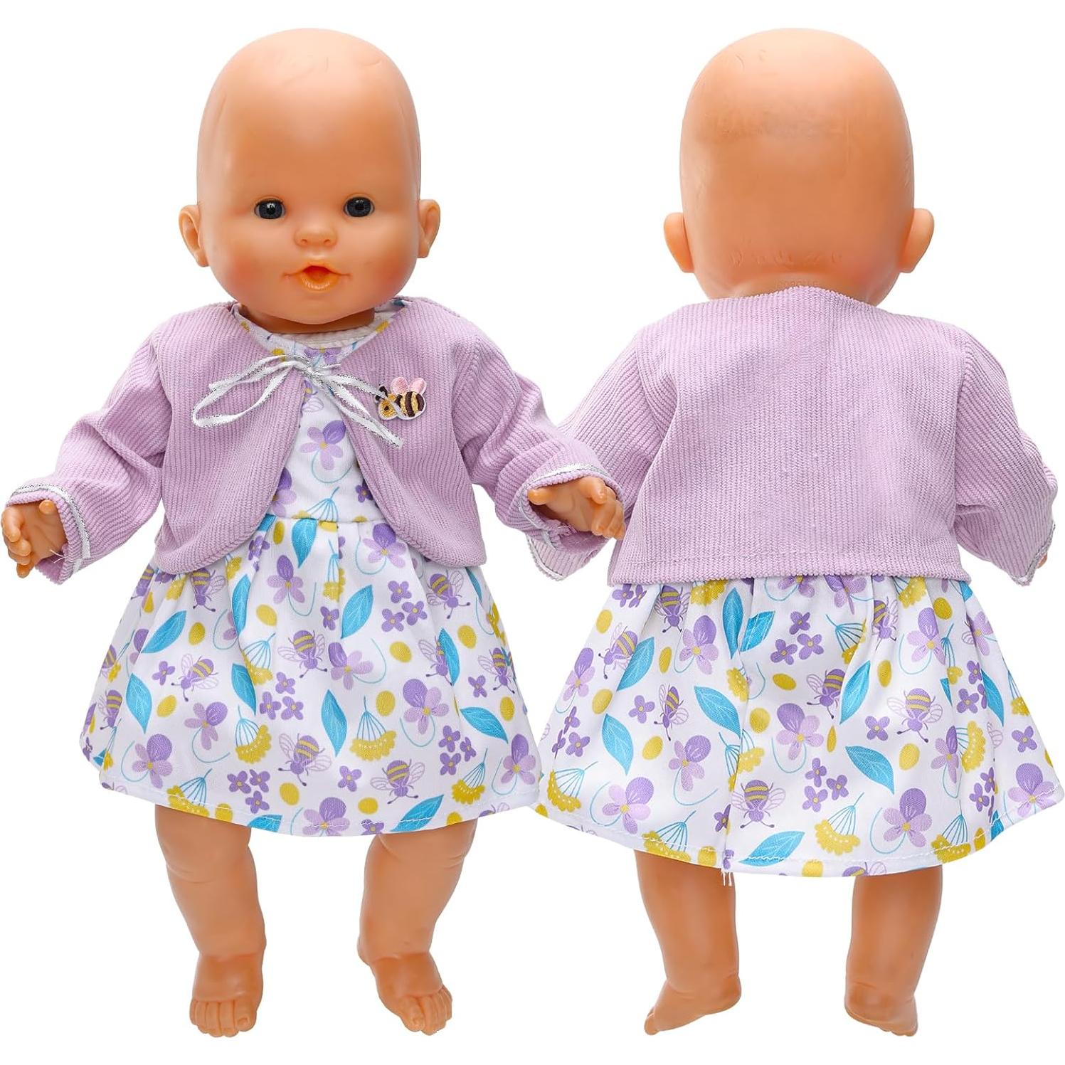 Ropa de muñeca ENOCHT 14-16" Vestido y abrigo morado