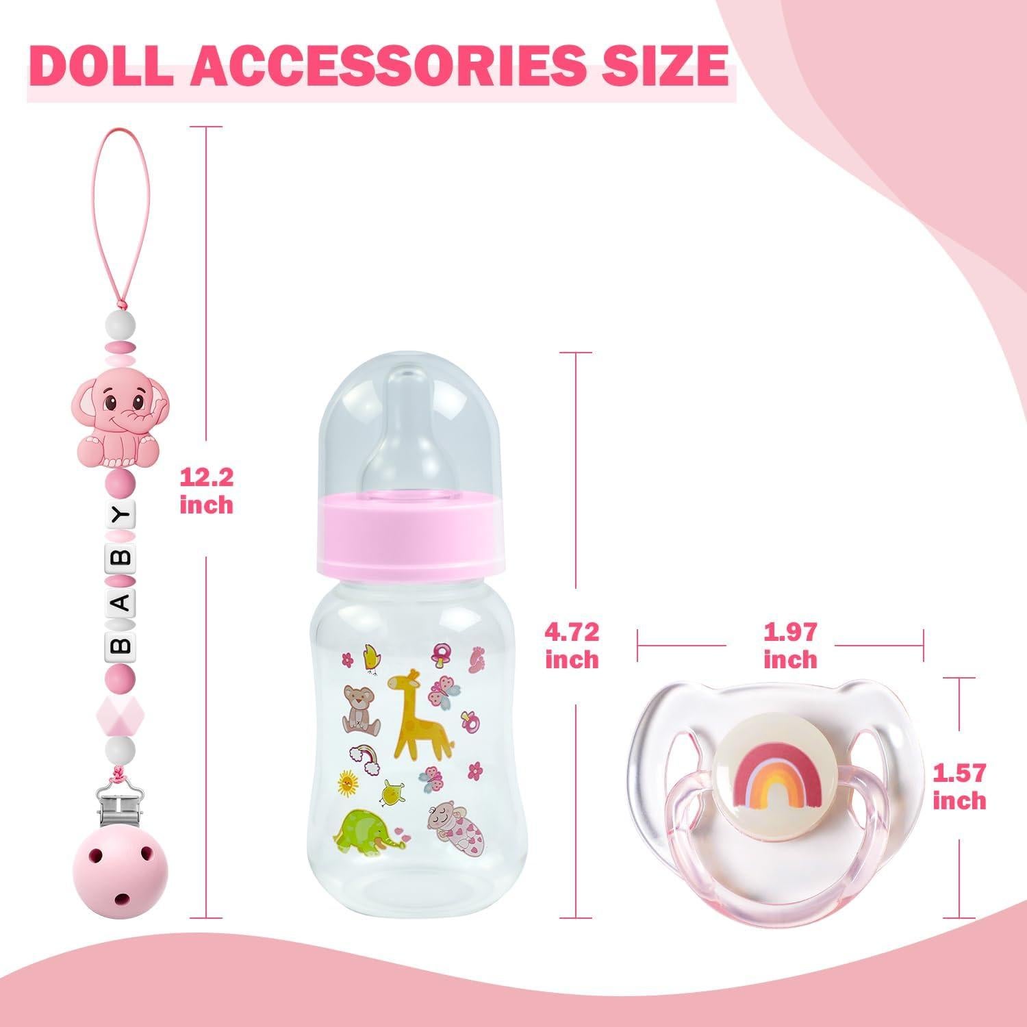 Juego de Accesorios para Muñecas Reborn SCOM - 3 Pzs Rosa