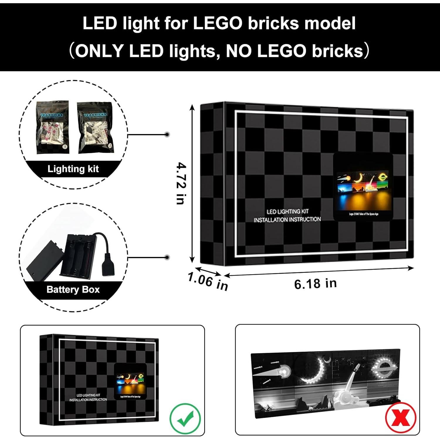 Luz LED Vaodest para Lego 21340 Cuentos de la Era Espacial