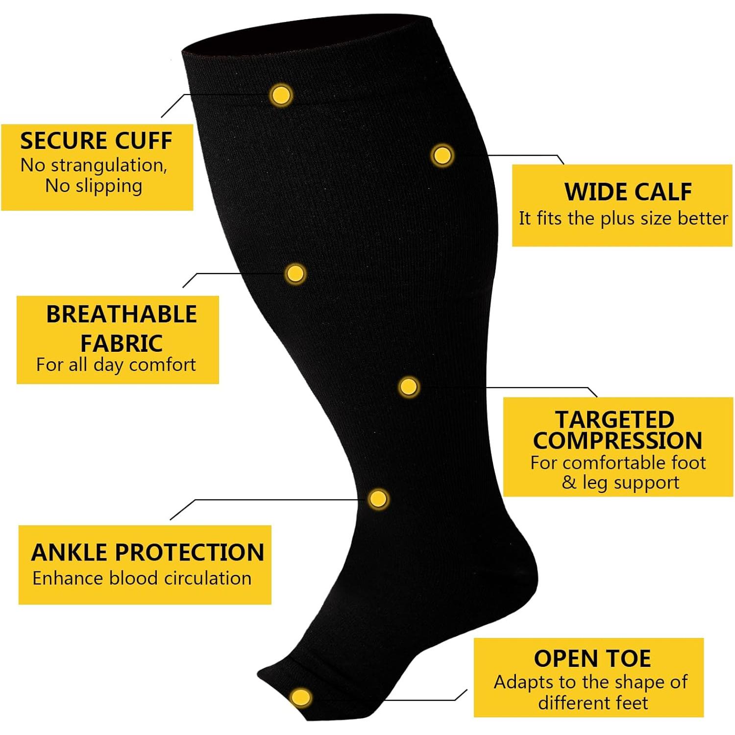 Calcetines de Compresión Abiertos LOUSGUTA Talla Grande 15-20 mmHg