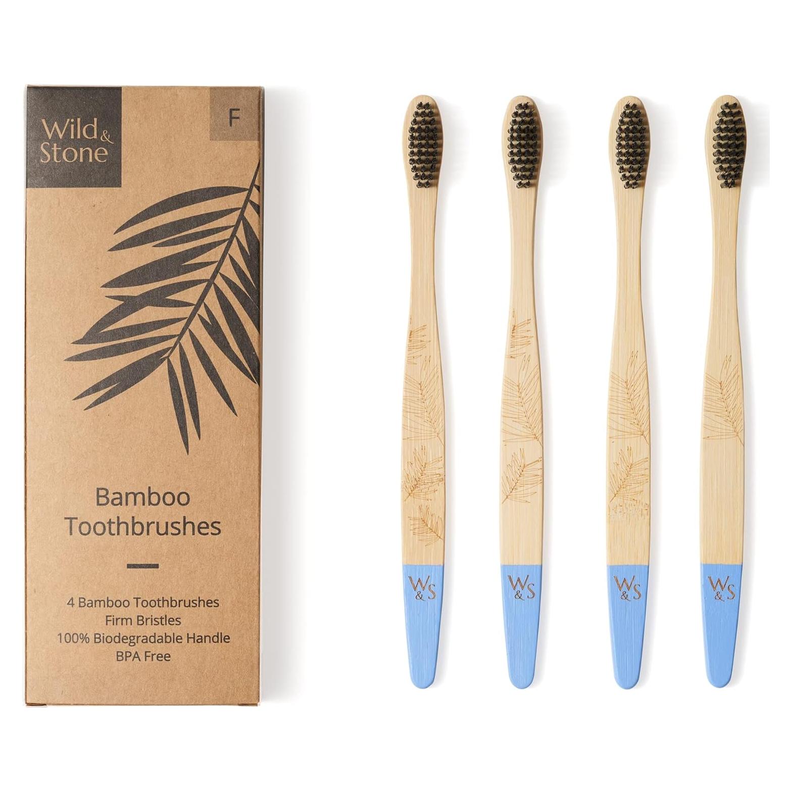 Cepillo de Dientes de Bambú Wild & Stone Firme 4 Unidades