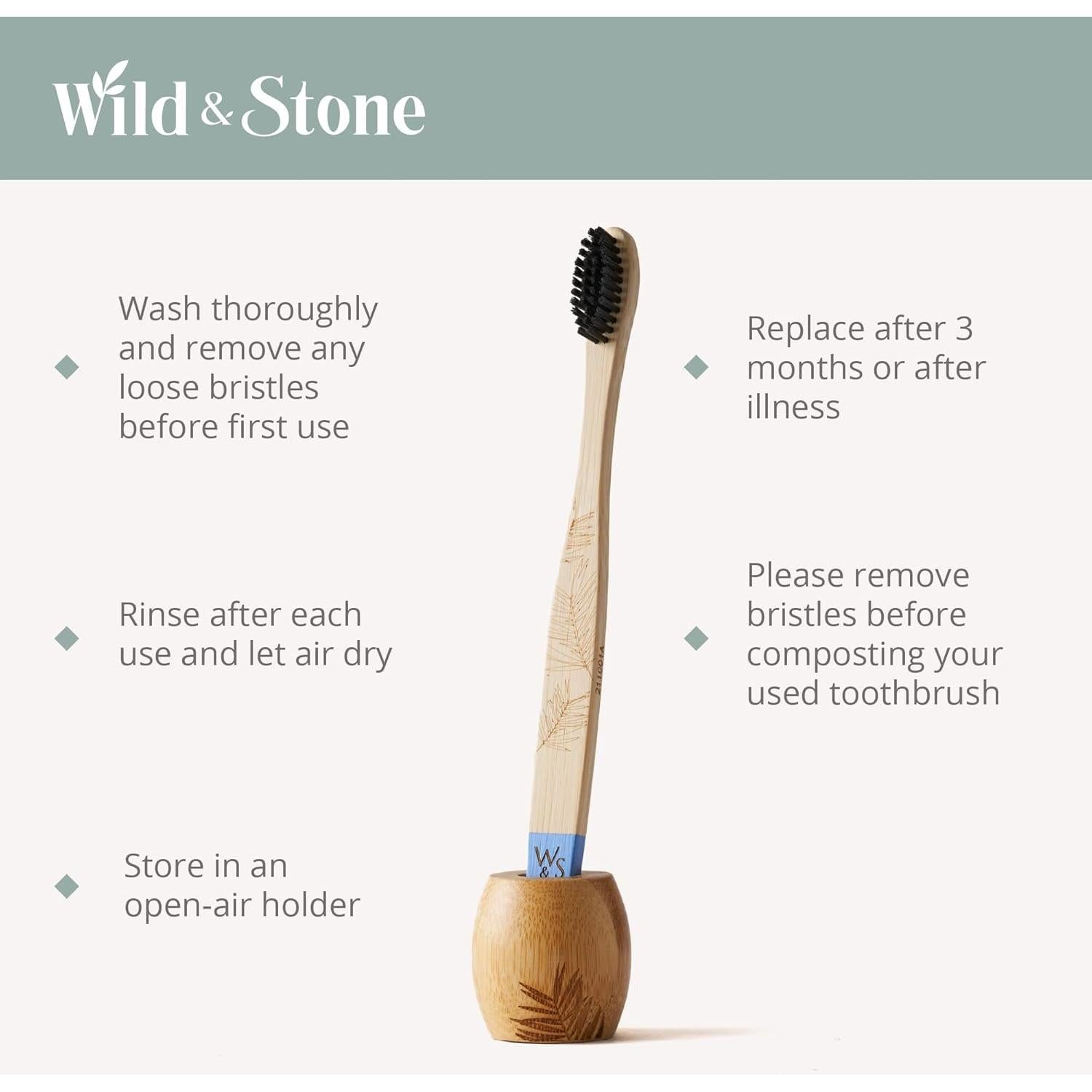 Cepillo de Dientes de Bambú Wild & Stone Firme 4 Unidades