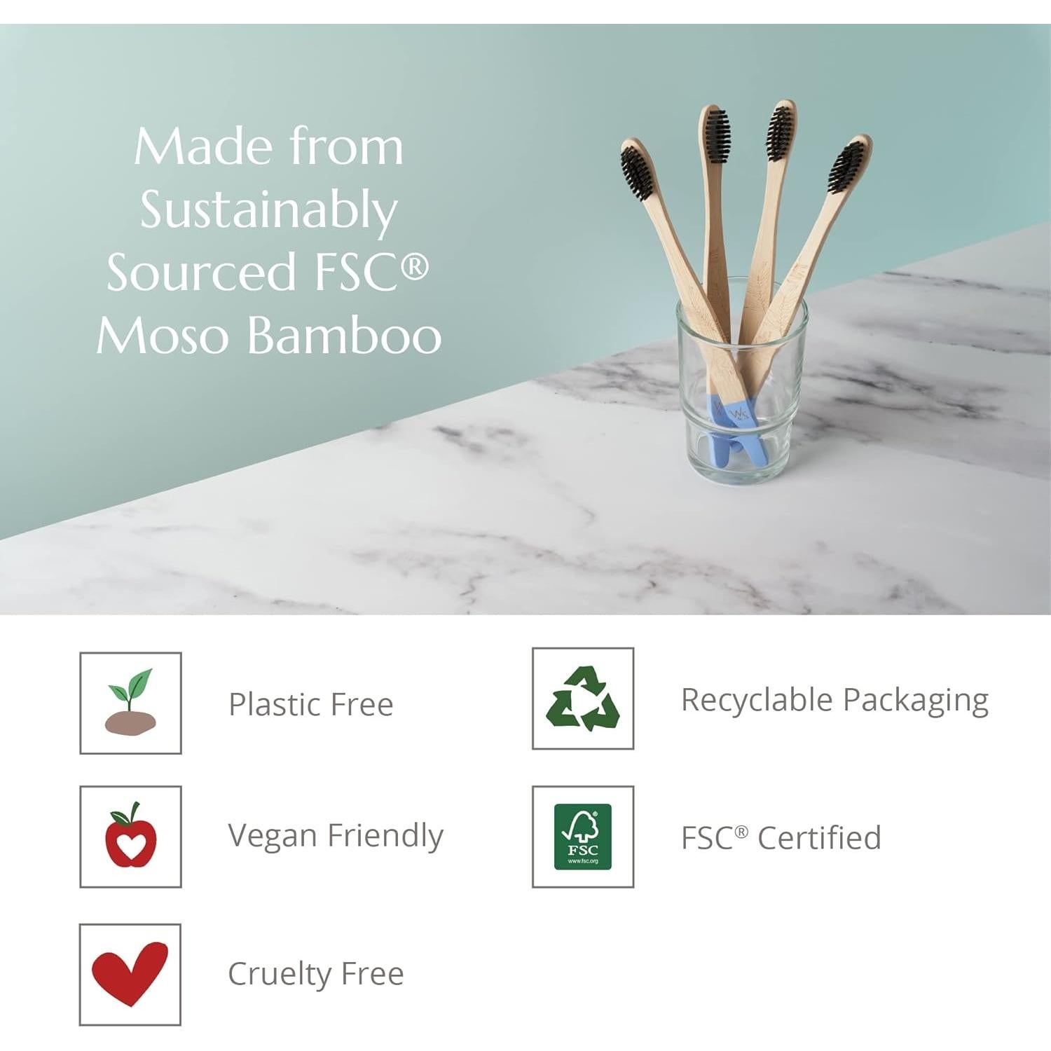 Cepillo de Dientes de Bambú Wild & Stone Firme 4 Unidades