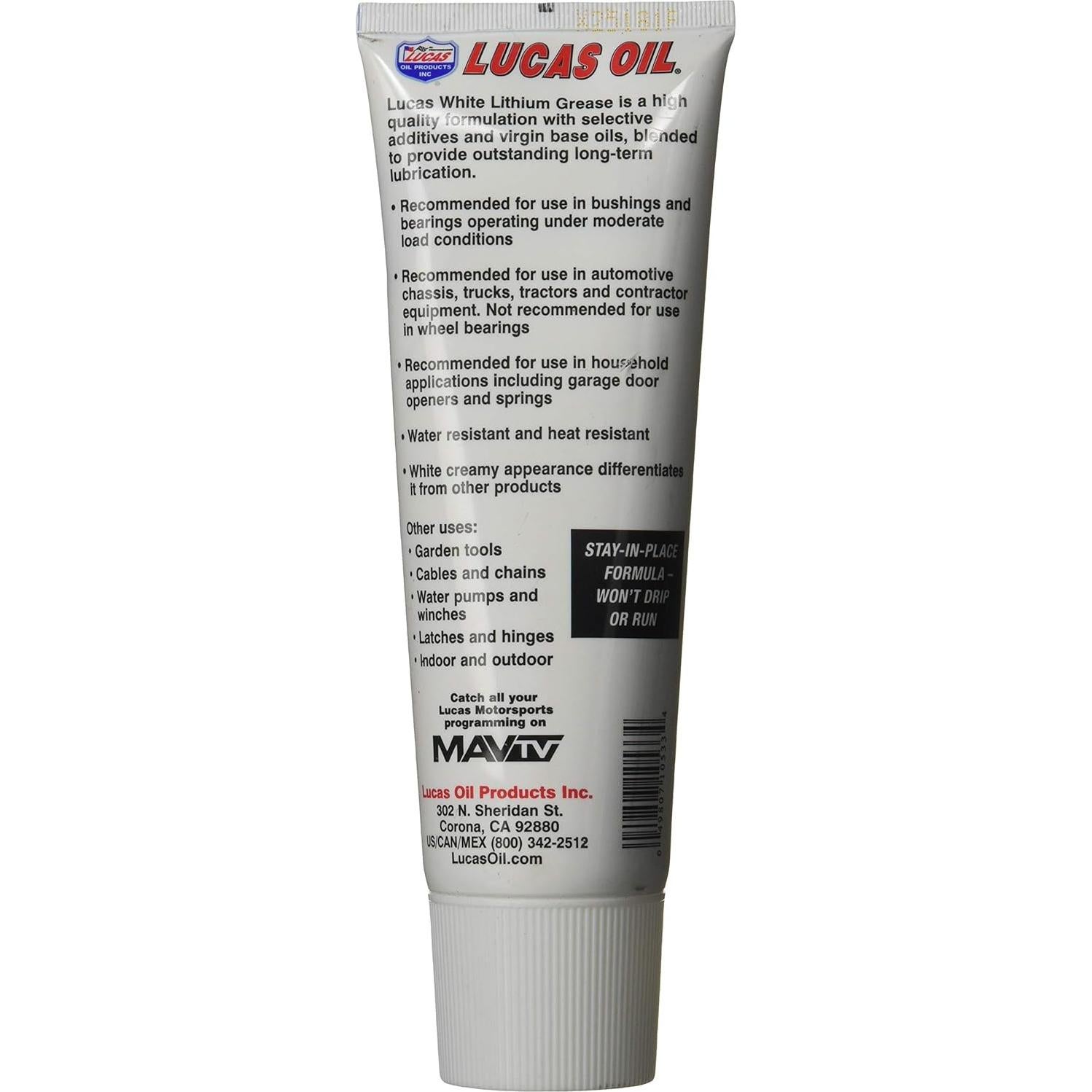 Grasa de Litio Blanca Lucas Oil 10533 - 236 ml Tubo
