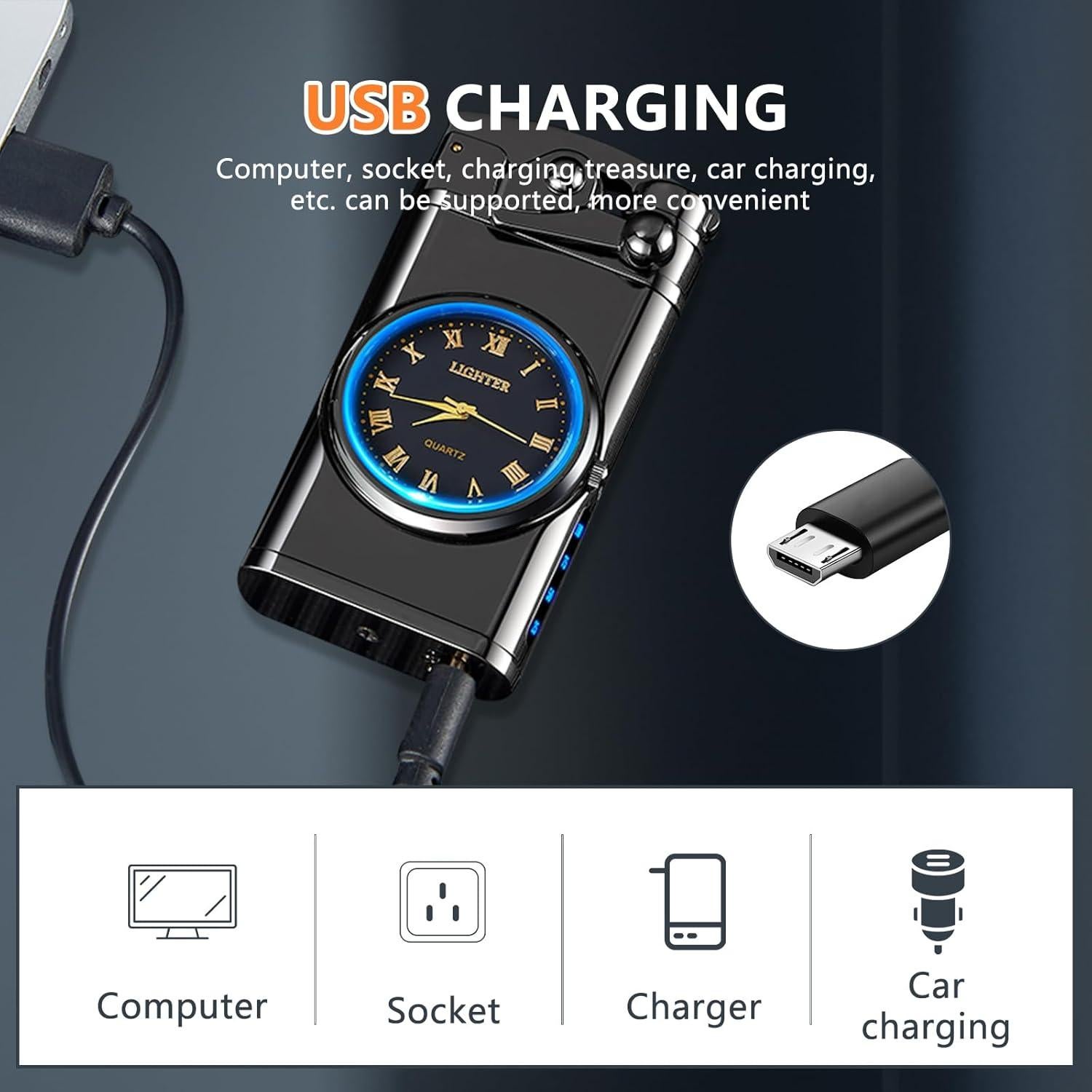 Encendedor Eléctrico Plasma SKRFIRE Negro Multifuncional