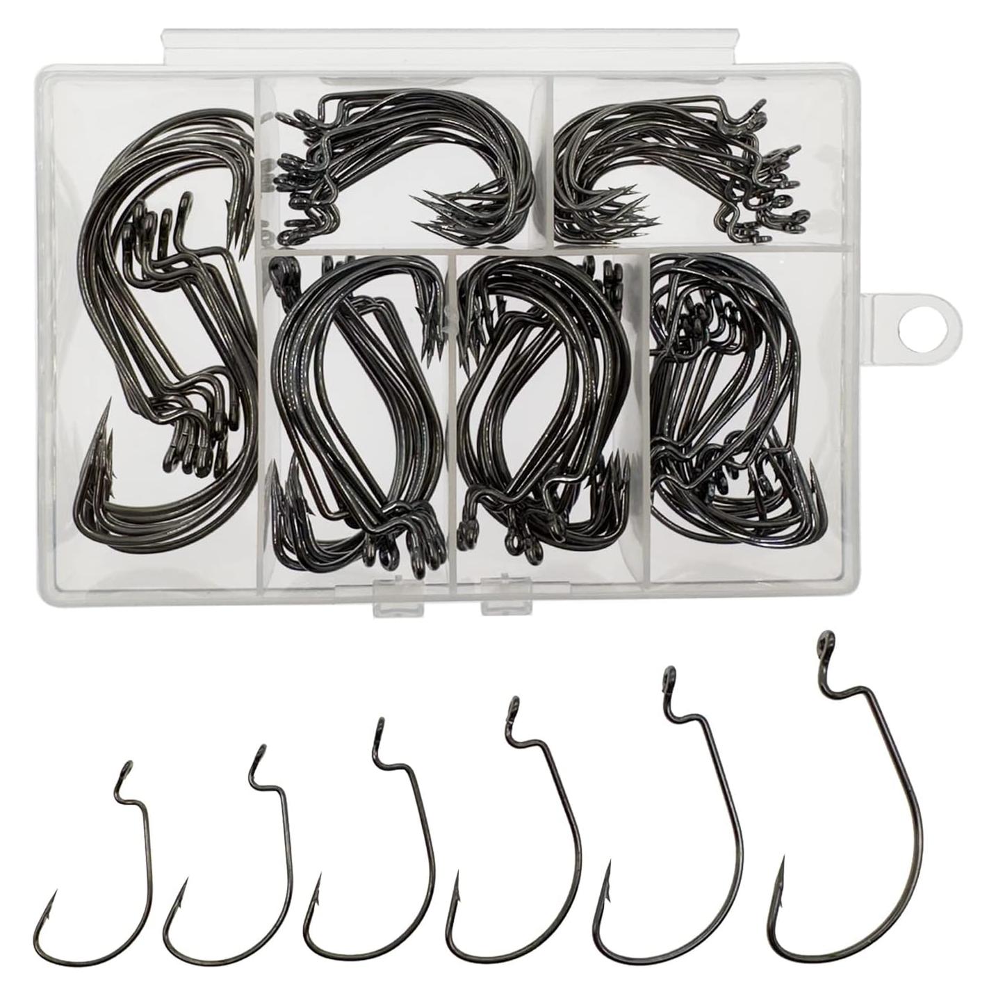 Ganchos de Lombriz Afmivs 110 Piezas 6 Tamaños Pesca