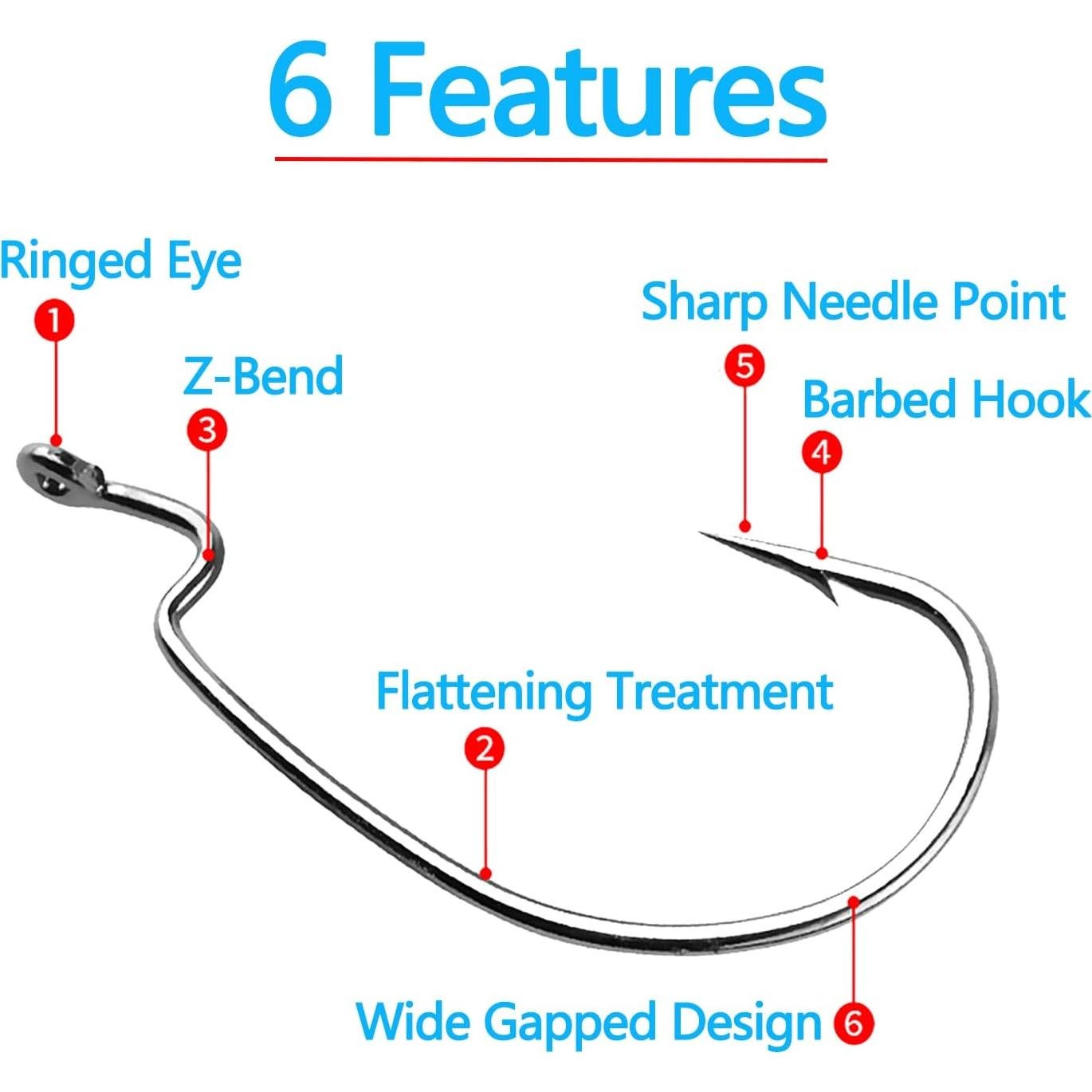 Ganchos de Lombriz Afmivs 110 Piezas 6 Tamaños Pesca