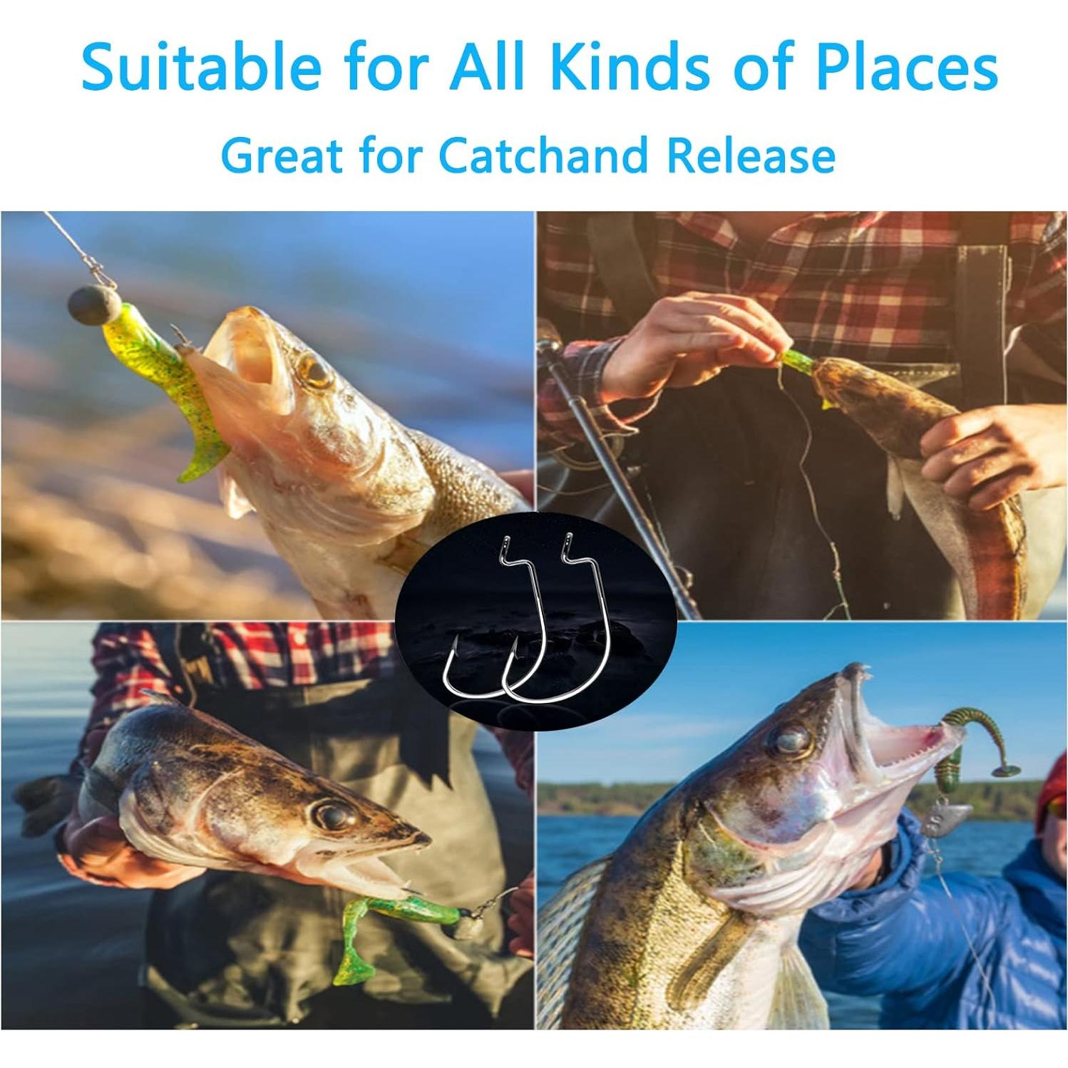 Ganchos de Lombriz Afmivs 110 Piezas 6 Tamaños Pesca