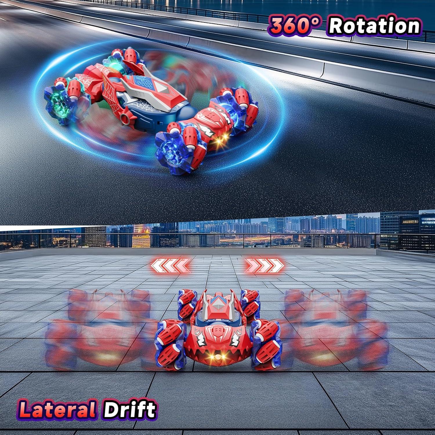 Coche RC Todo Terreno Qryselen 360° Volteo Rojo 1kg