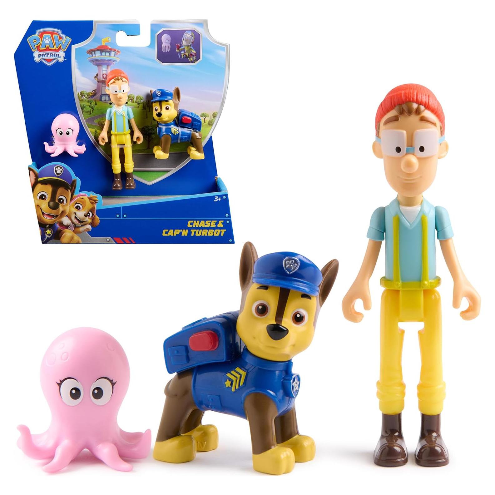 Set de Figuras Patrulla Canina Chase y Capitán Turbot 3 Piezas