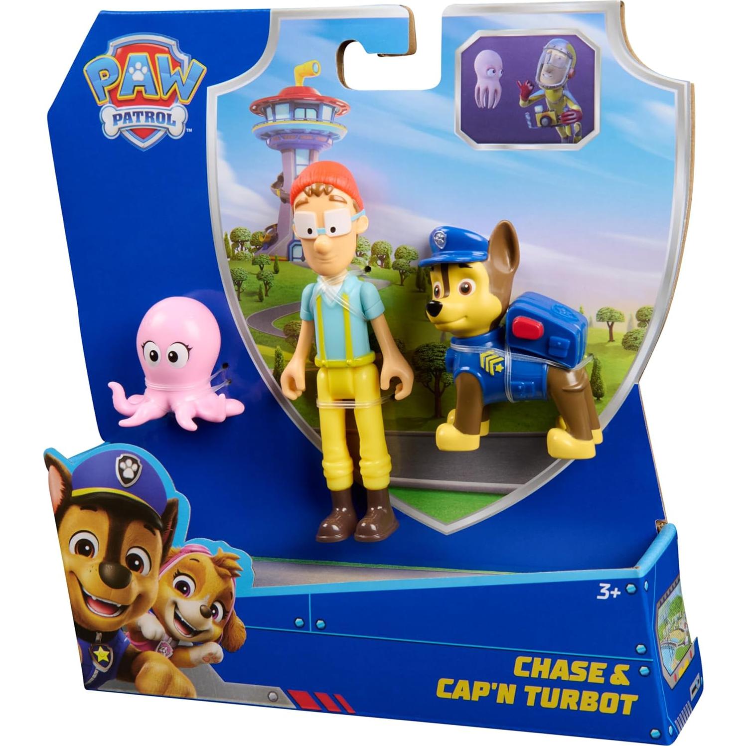Set de Figuras Patrulla Canina Chase y Capitán Turbot 3 Piezas