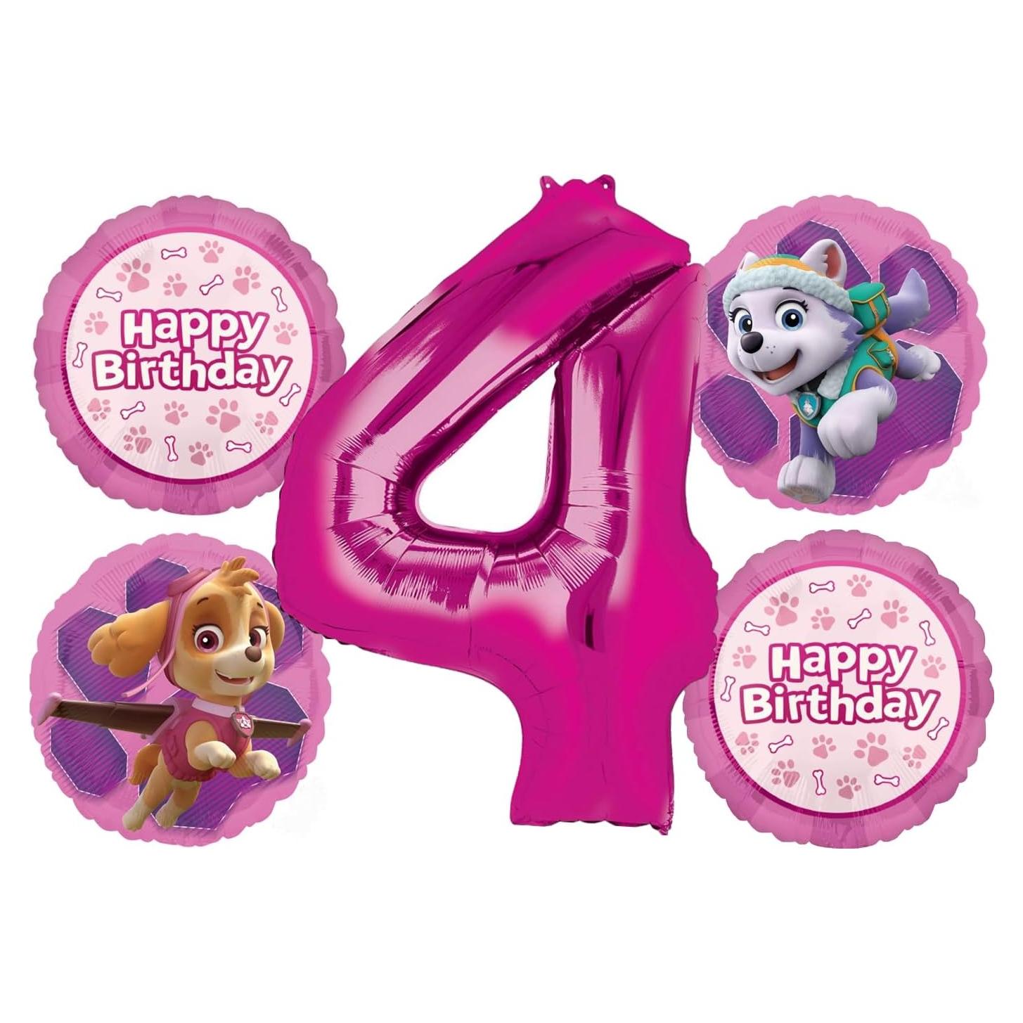 Ramo de Globos Anagram Skye y Everest 4to Cumpleaños 5ct