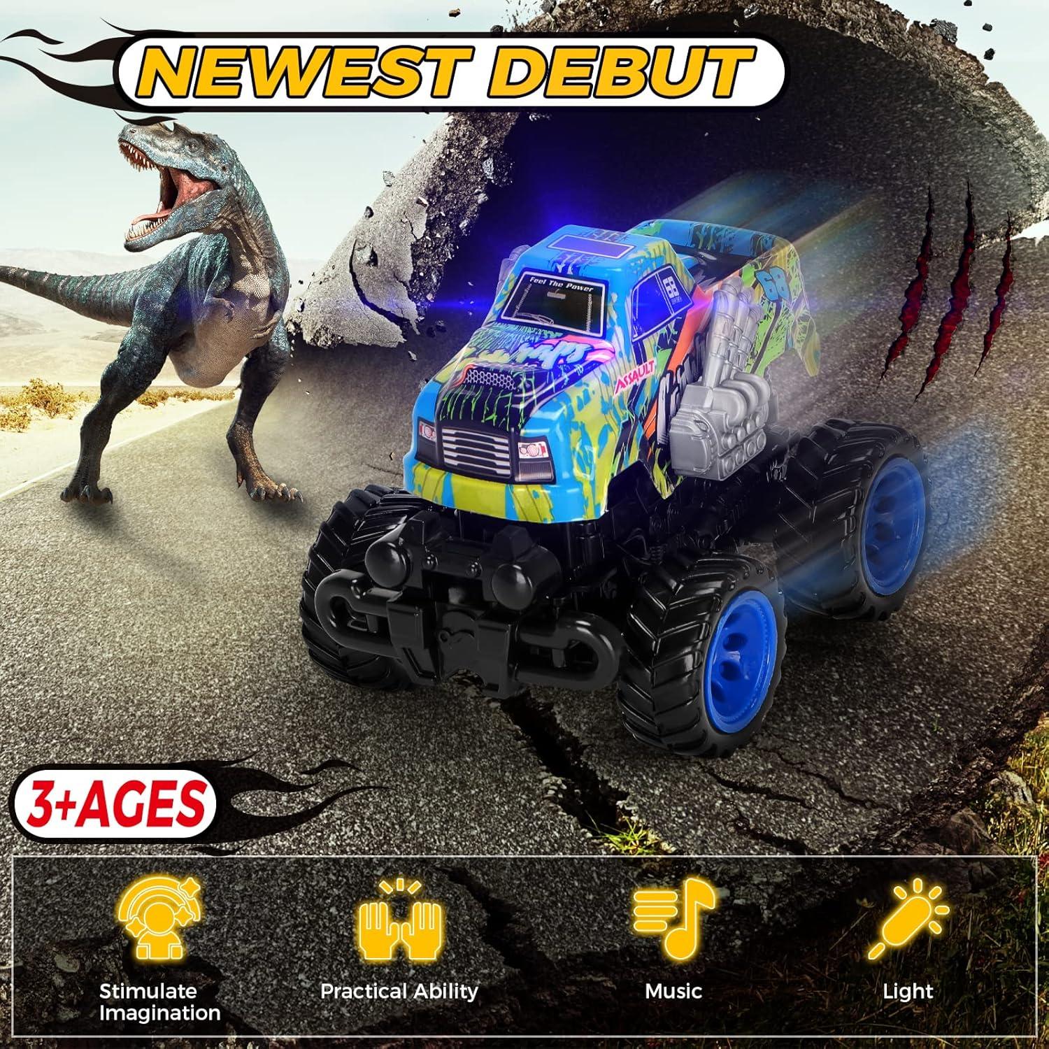 Conjunto de 2 Camiones Monstruo KKmon con Dinosaurios y Tiburón