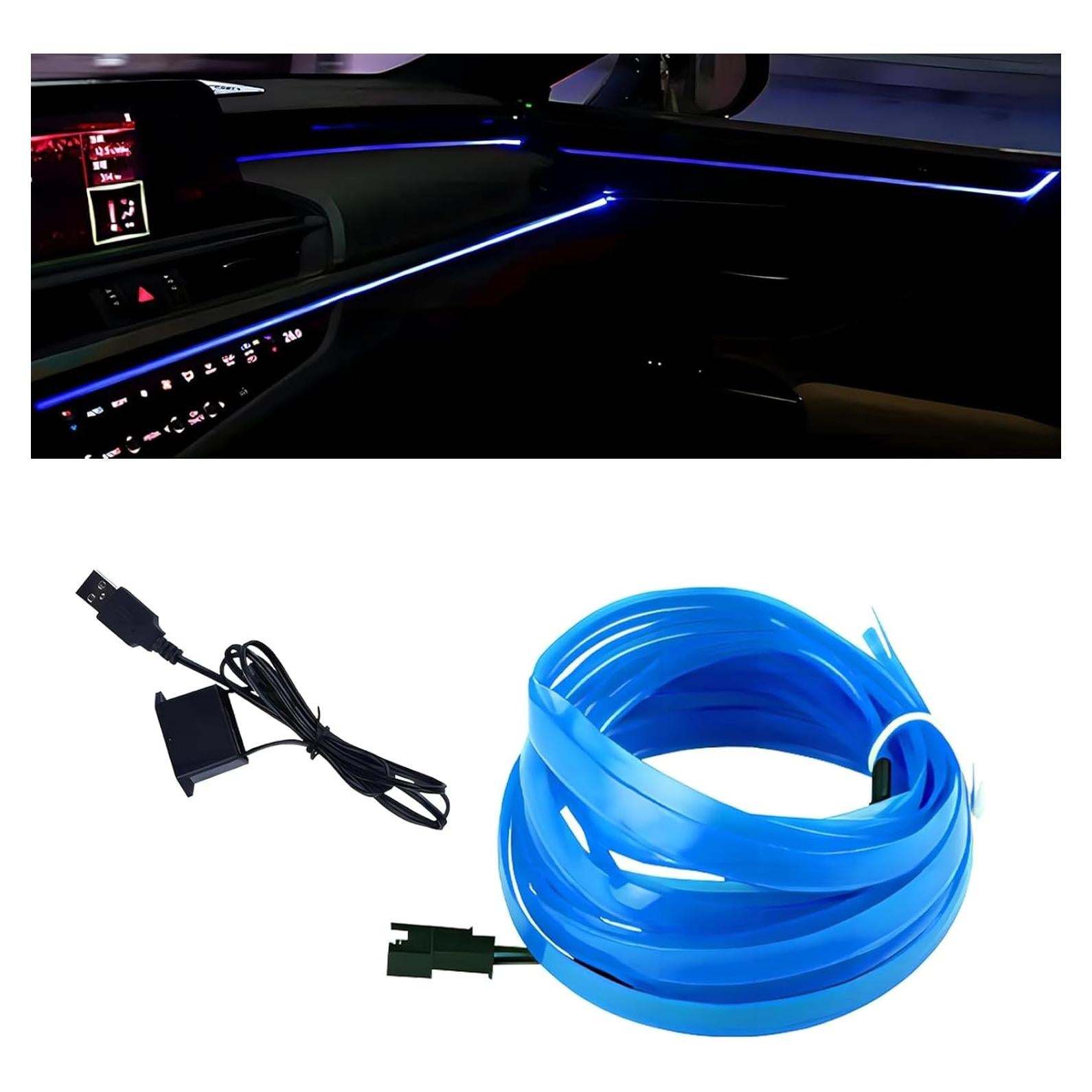 Luces de tira LED Arwrilt 5m USB Azul para interiores de auto