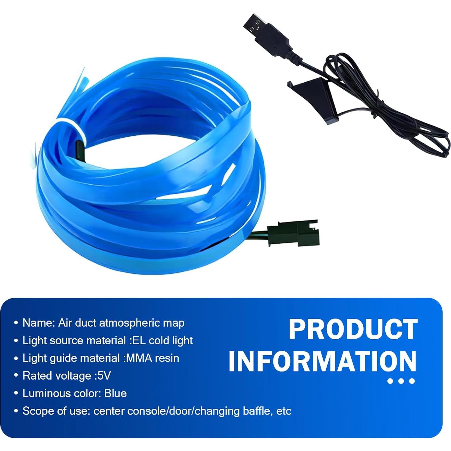 Luces de tira LED Arwrilt 5m USB Azul para interiores de auto