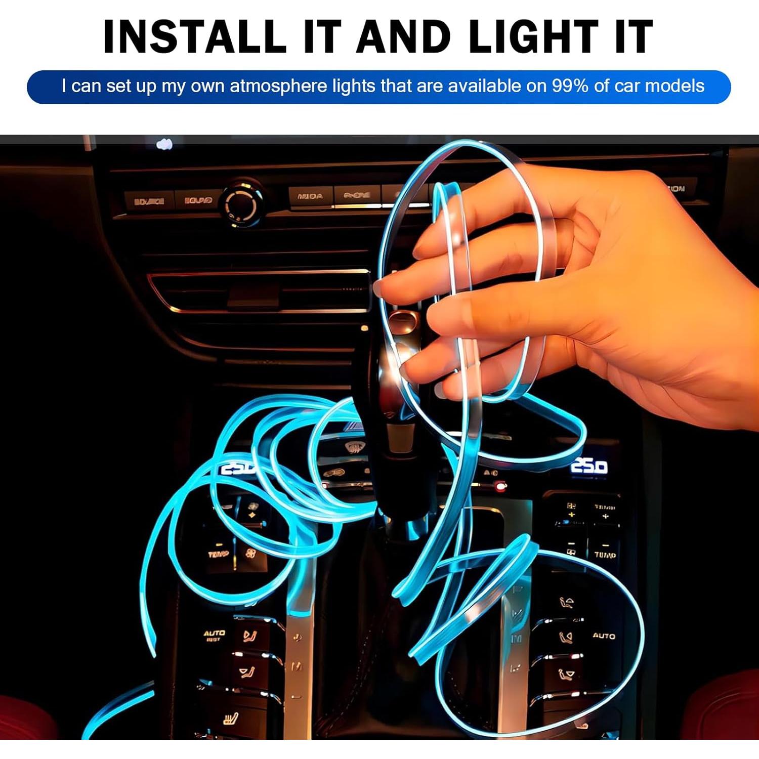 Luces de tira LED Arwrilt 5m USB Azul para interiores de auto
