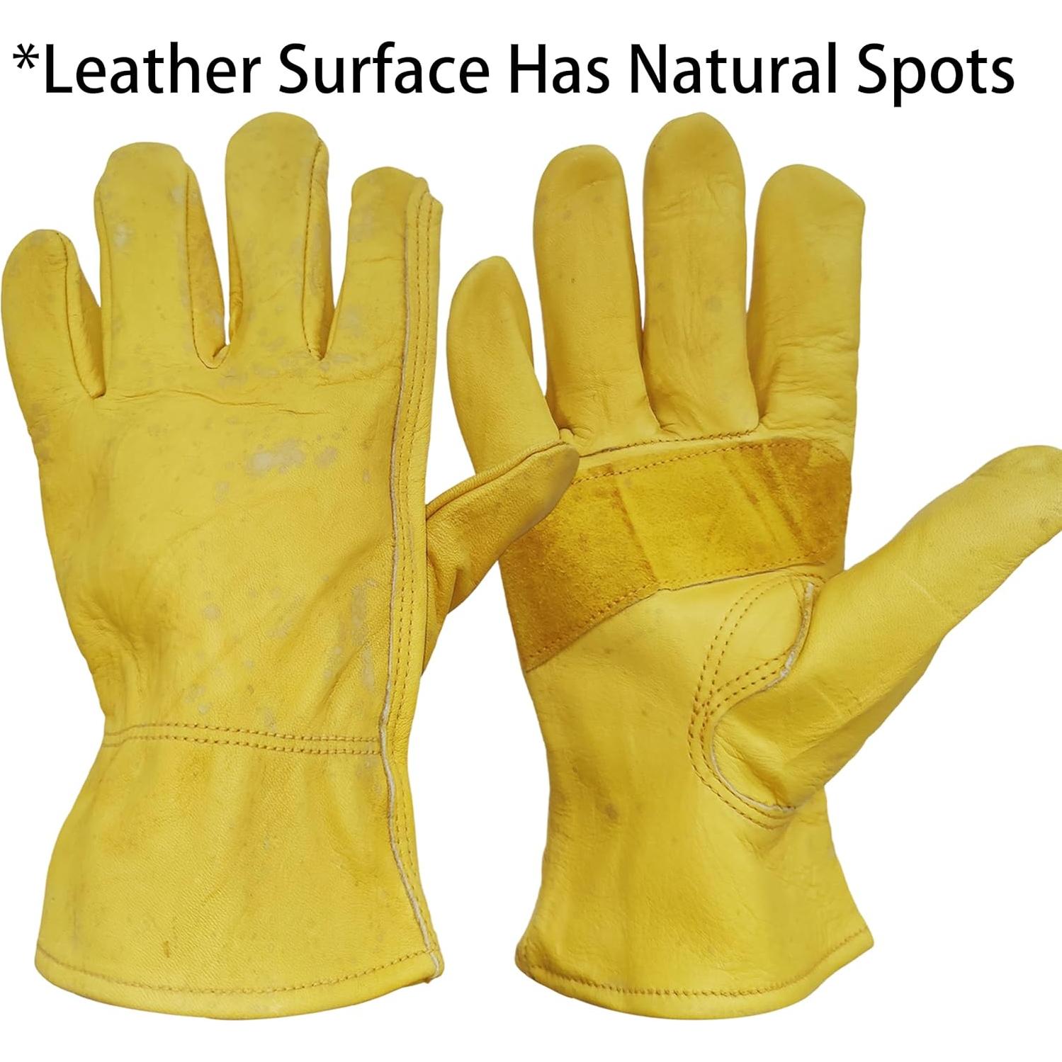 Guantes de trabajo de cuero de vaca - 3 pares, resistentes y duraderos