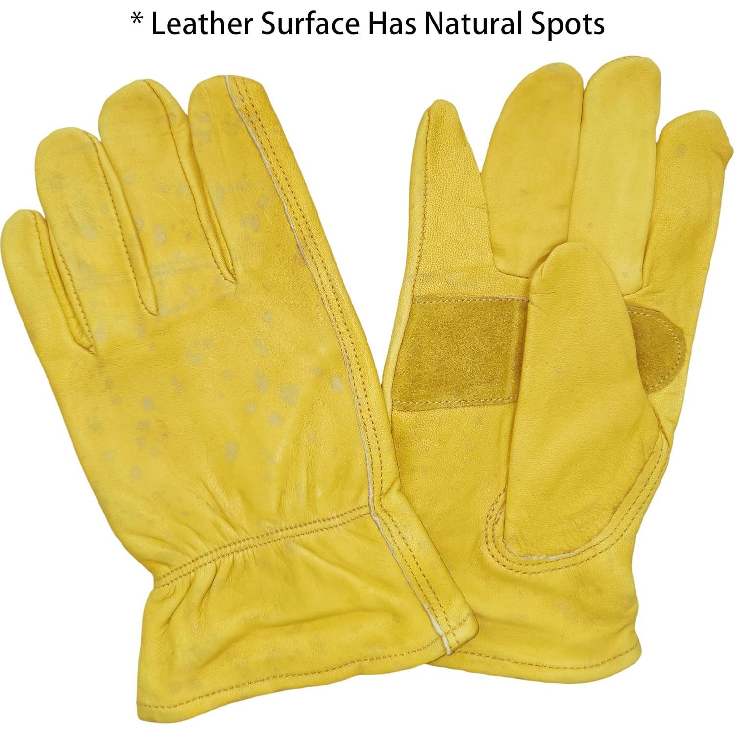 Guantes de trabajo de cuero de vaca - 3 pares, resistentes y duraderos