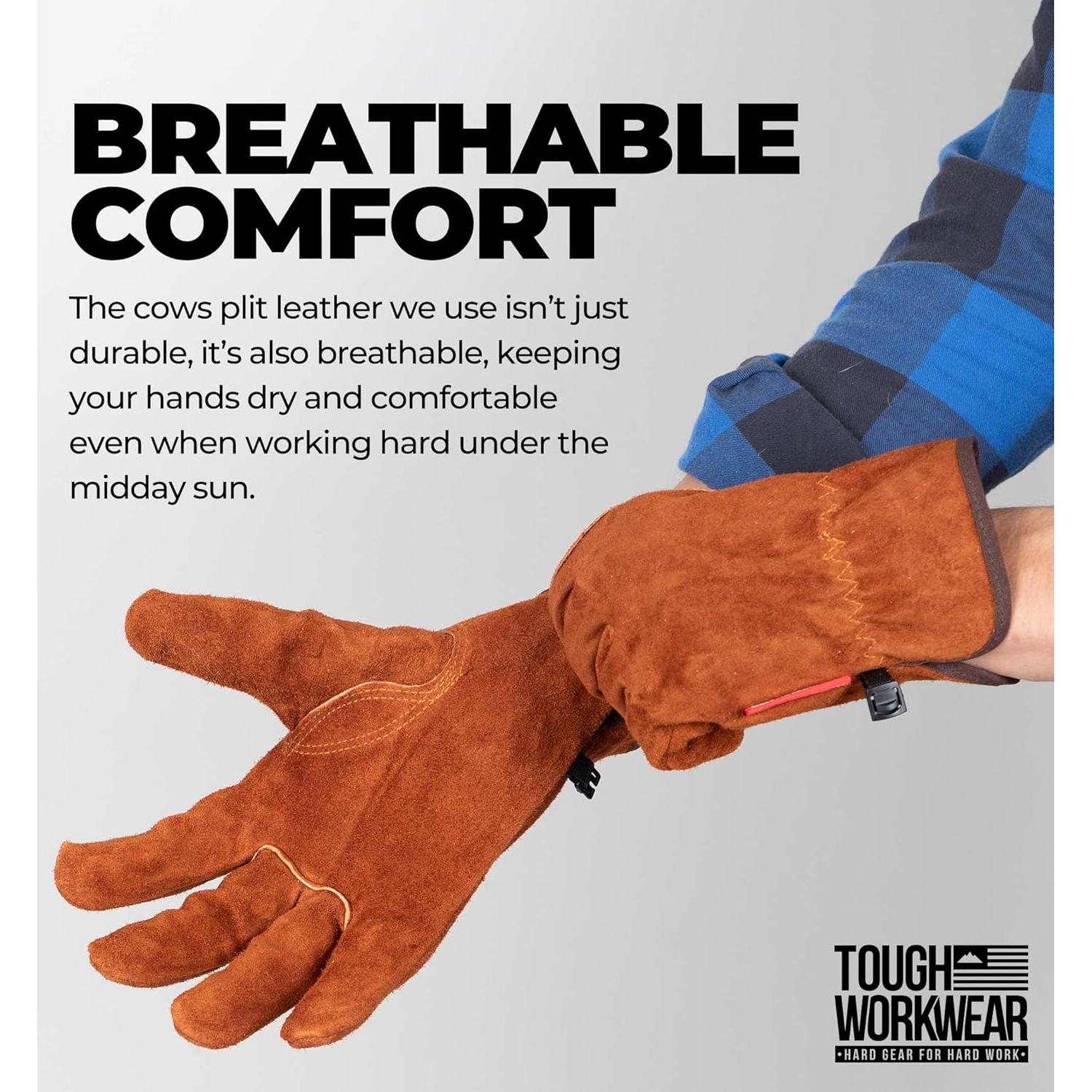 Guantes de Trabajo de Cuero 100% Vaca - Marrón M-L