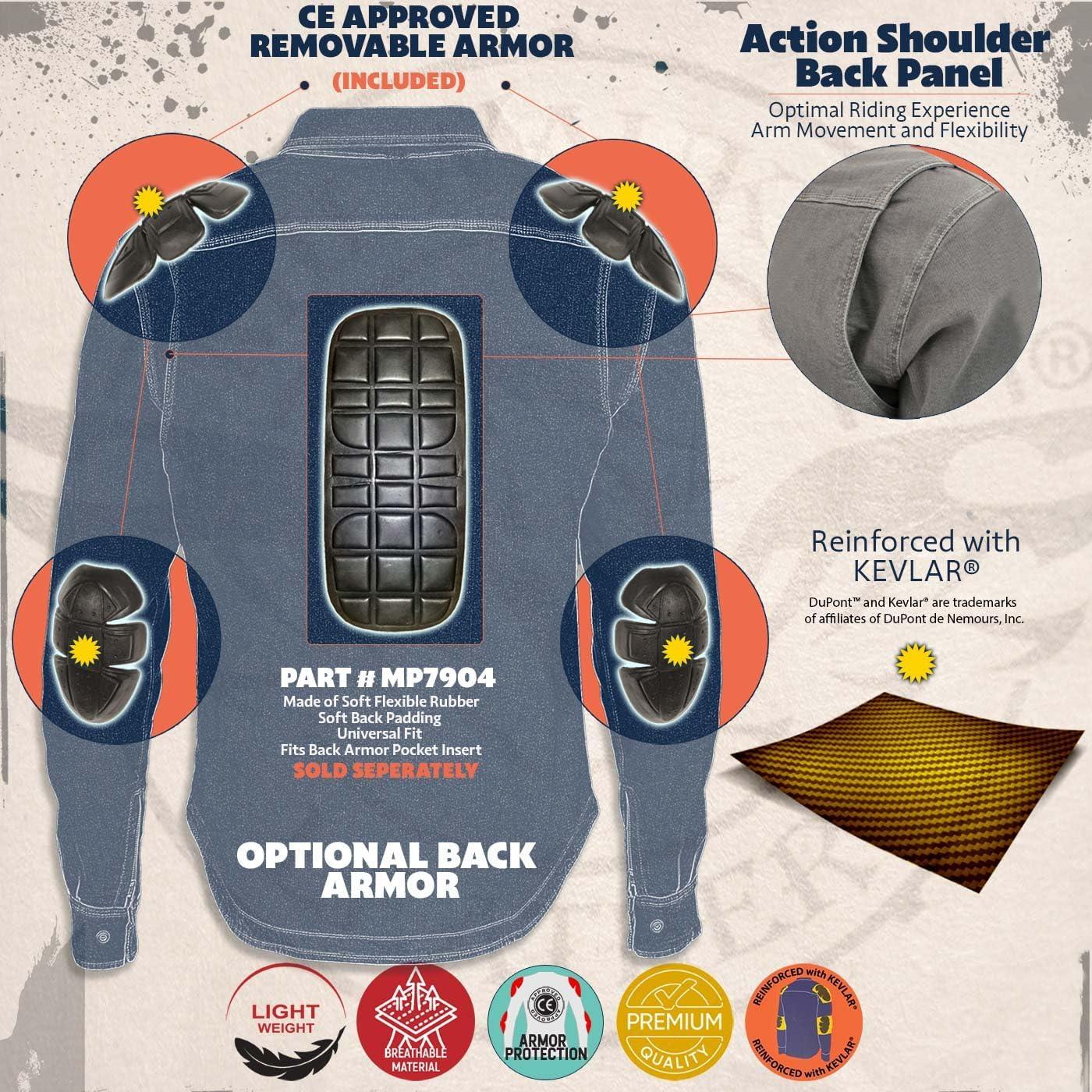 Camisa de Motociclista de Franela Milwaukee Leather MPM1631 con Armadura CE