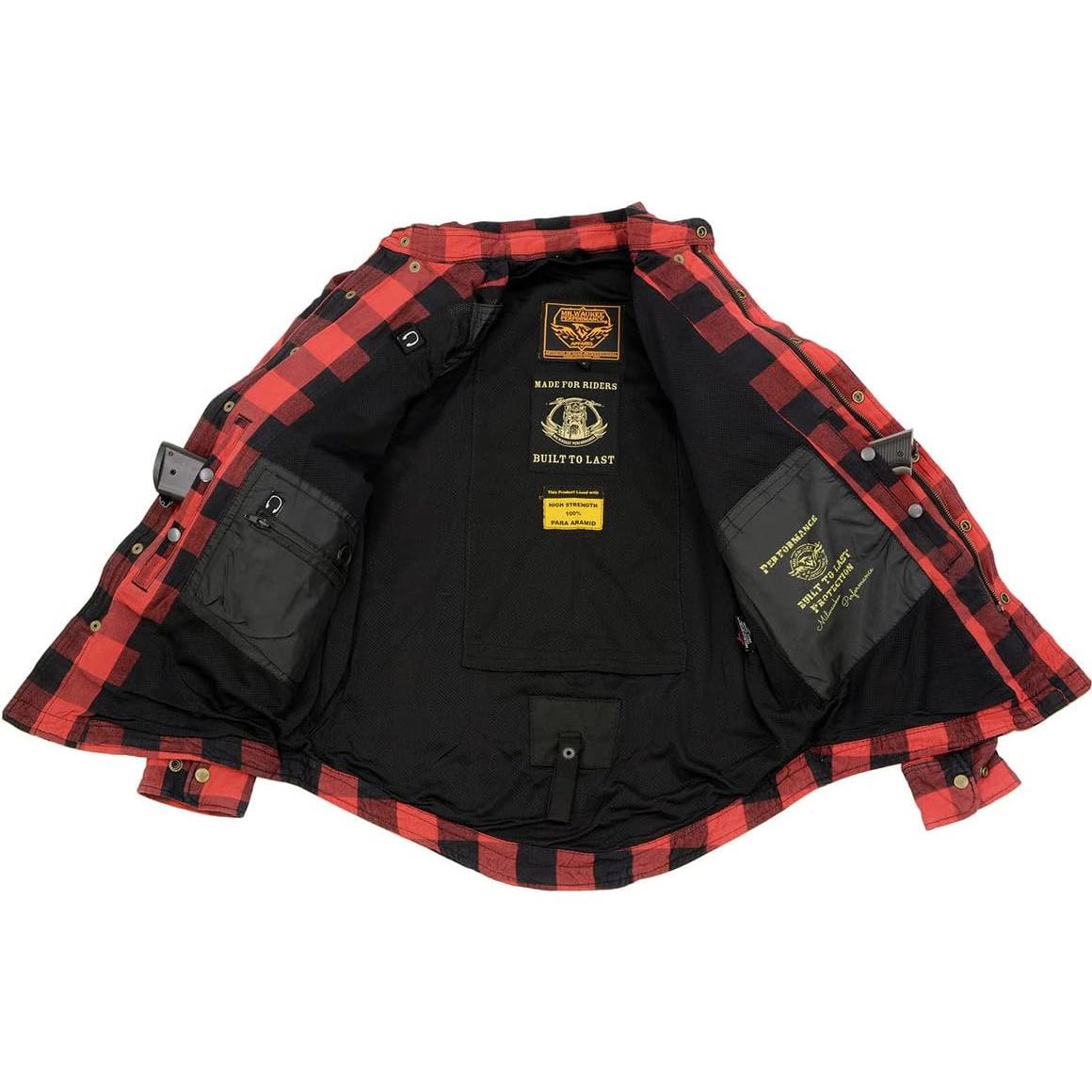 Camisa de Motociclista de Franela Milwaukee Leather MPM1631 con Armadura CE