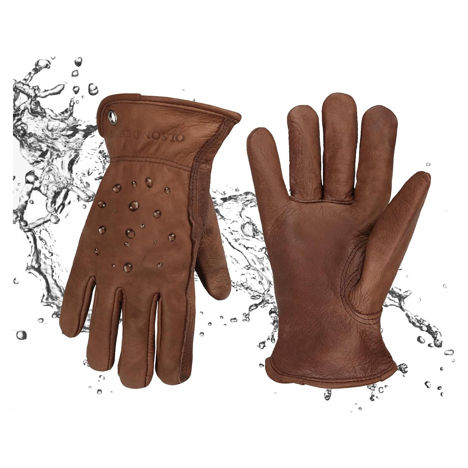 Guantes de trabajo OLSON DEEPAK de cuero de vaca impermeables M