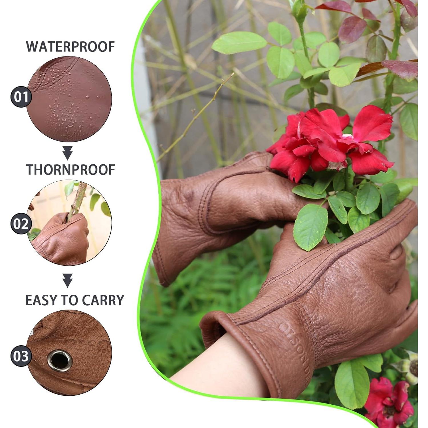 Guantes de trabajo OLSON DEEPAK de cuero de vaca impermeables M