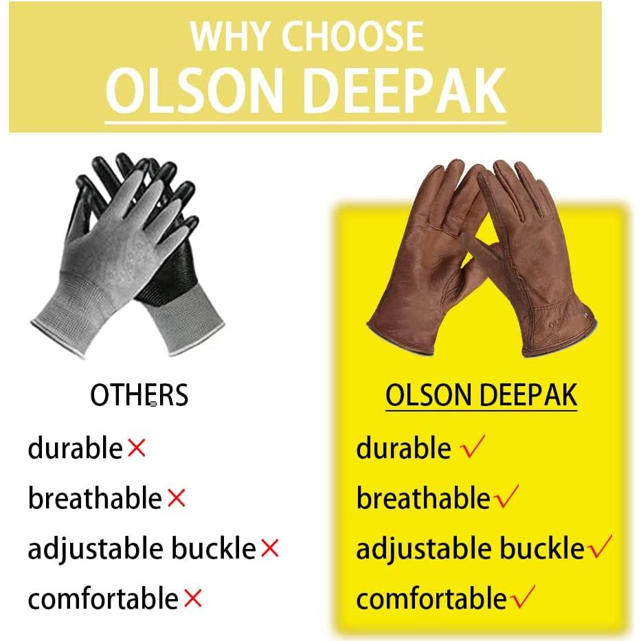 Guantes de trabajo OLSON DEEPAK de cuero de vaca impermeables M