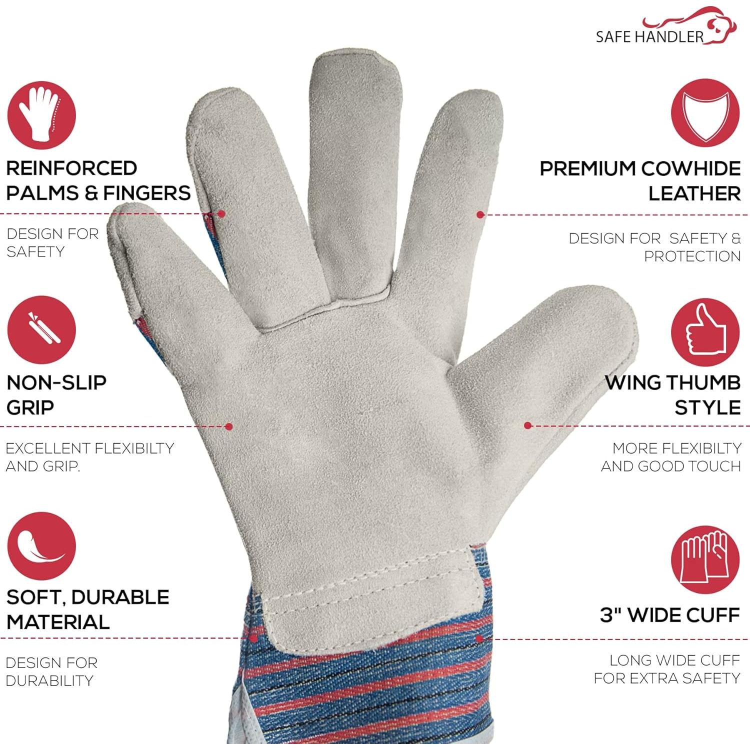 Guantes de Seguridad de Cuero Dividido Bison Life - 3 Paquetes