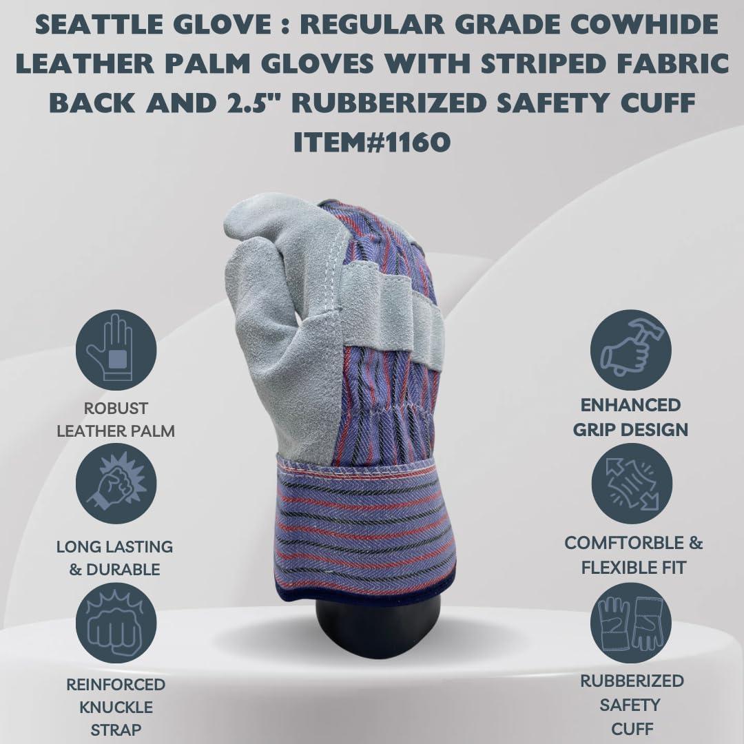 Guantes de Trabajo Seattle Glove 1160 de Cuero - 12 Pares