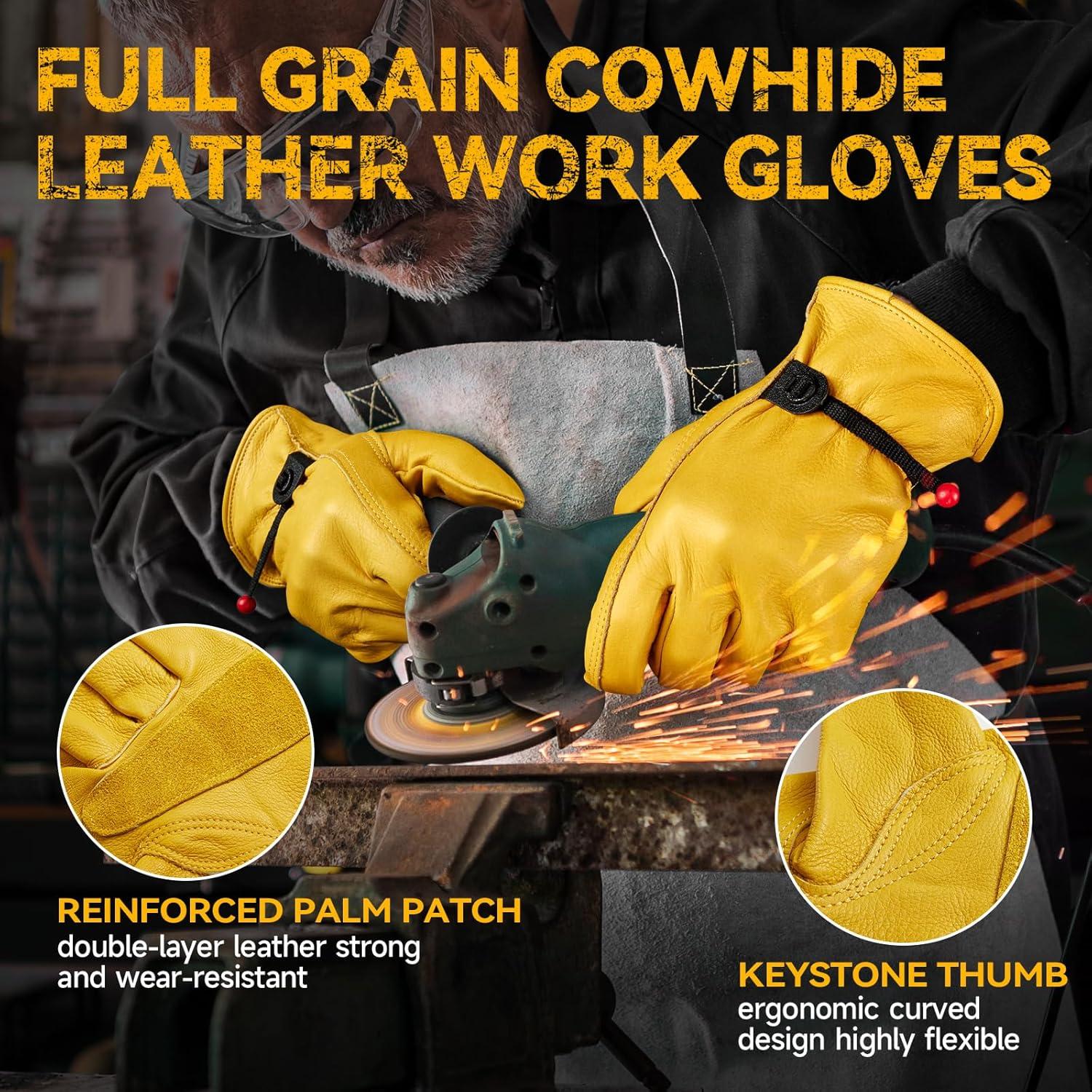 Guantes de trabajo de cuero OZERO grandes - 3 pares