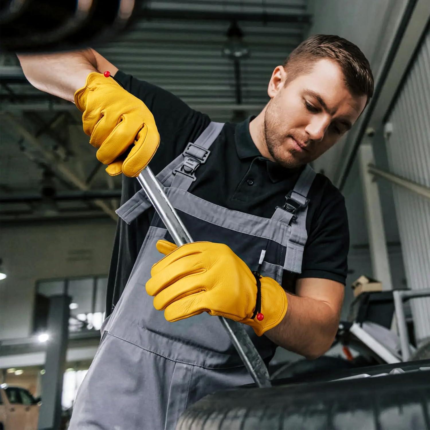 Guantes de trabajo de cuero OZERO grandes - 3 pares