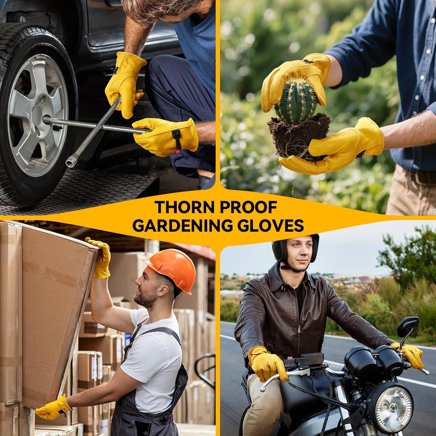 Guantes de trabajo de cuero OZERO grandes - 3 pares