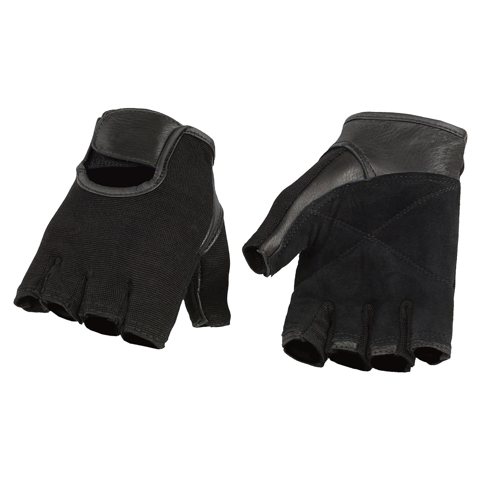 Guante sin Dedos de Cuero y Spandex para Hombres - Grande