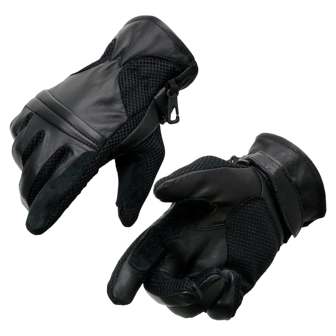 Guantes de Moto Milwaukee SH296 de Cuero y Malla Negros XL