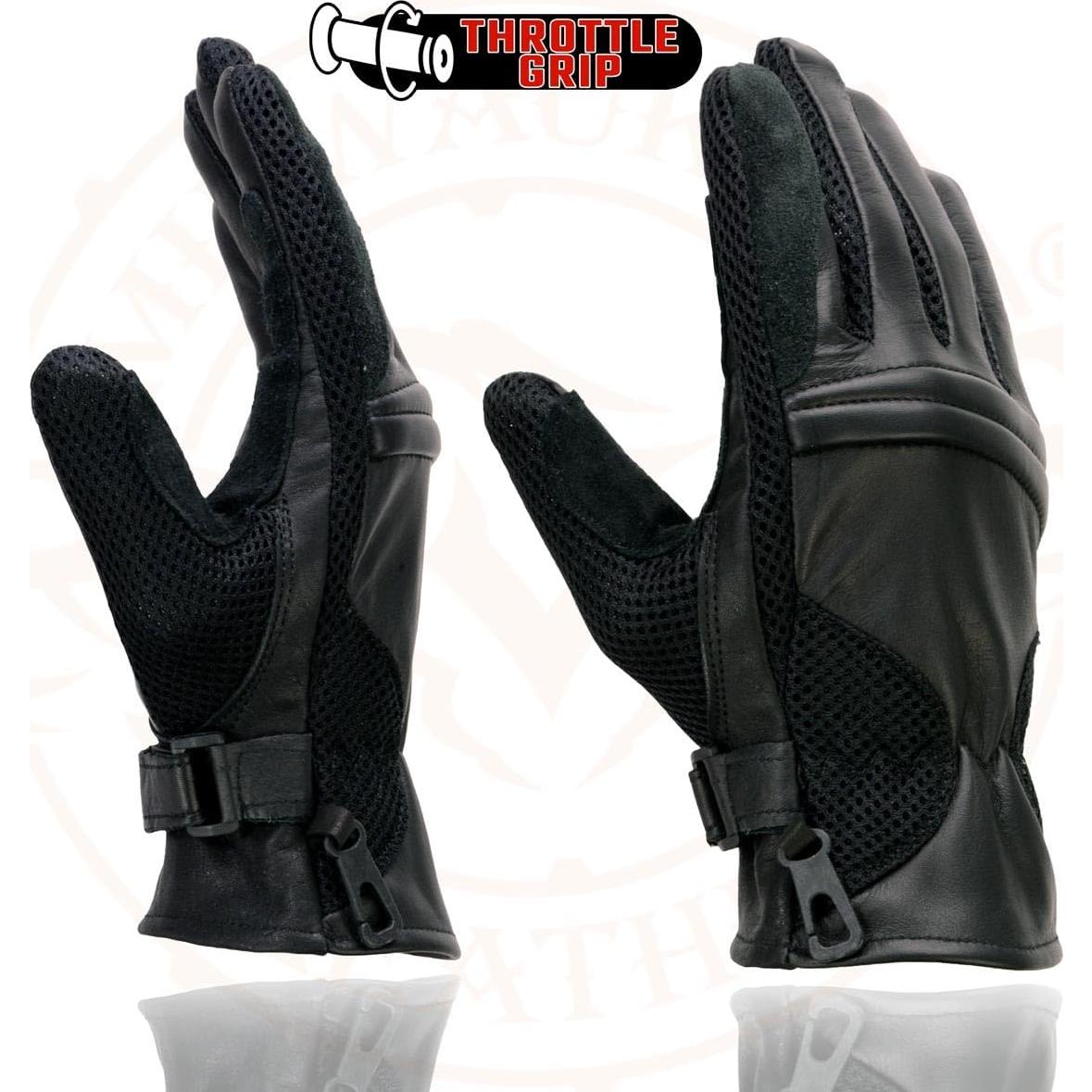 Guantes de Moto Milwaukee SH296 de Cuero y Malla Negros XL