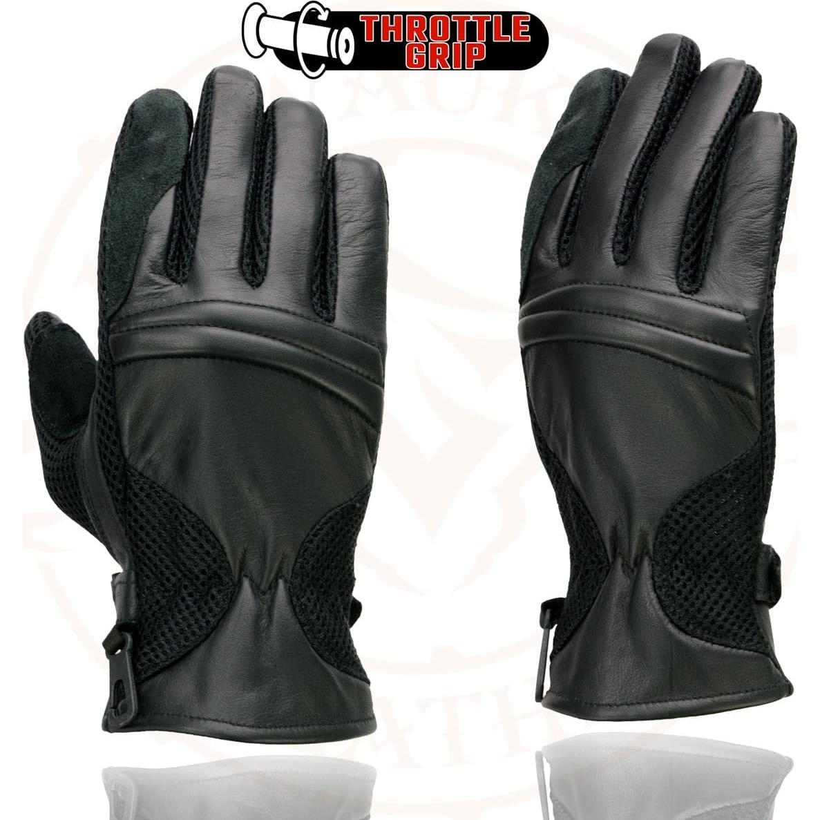 Guantes de Moto Milwaukee SH296 de Cuero y Malla Negros XL