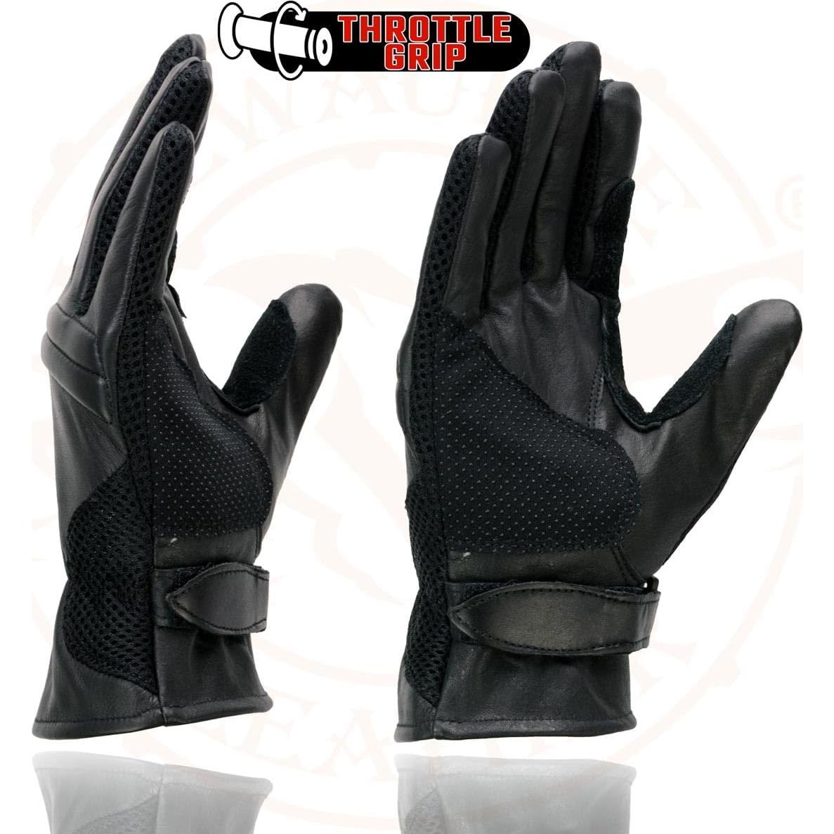 Guantes de Moto Milwaukee SH296 de Cuero y Malla Negros XL