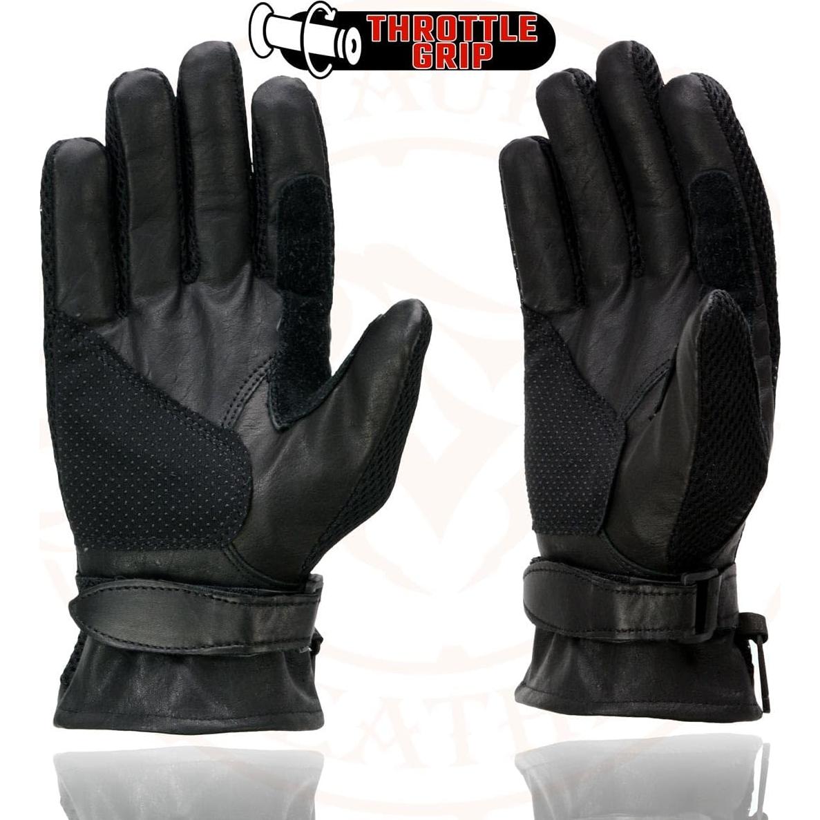Guantes de Moto Milwaukee SH296 de Cuero y Malla Negros XL
