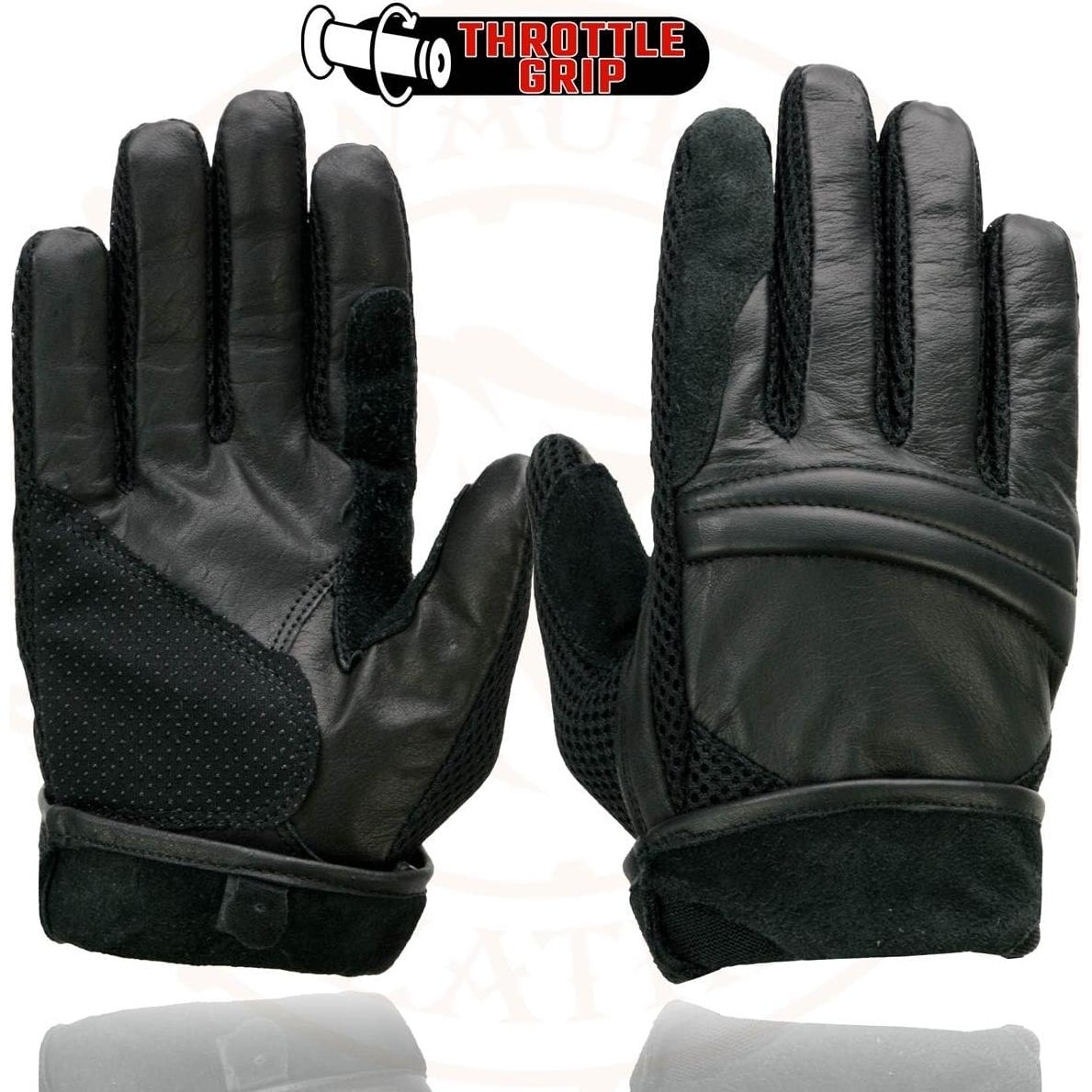 Guantes de Moto Milwaukee SH296 de Cuero y Malla Negros XL